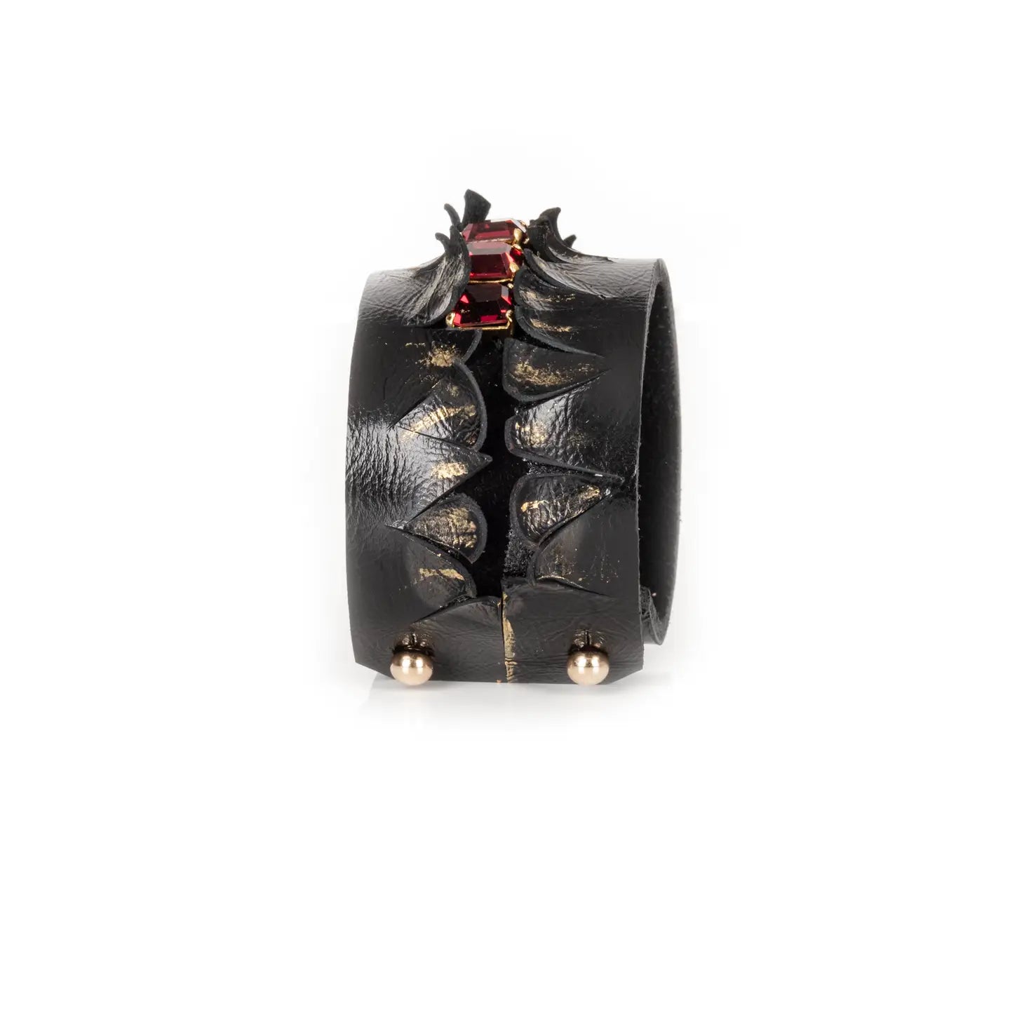 Crimson Dominion Sculpted Leather Cuff