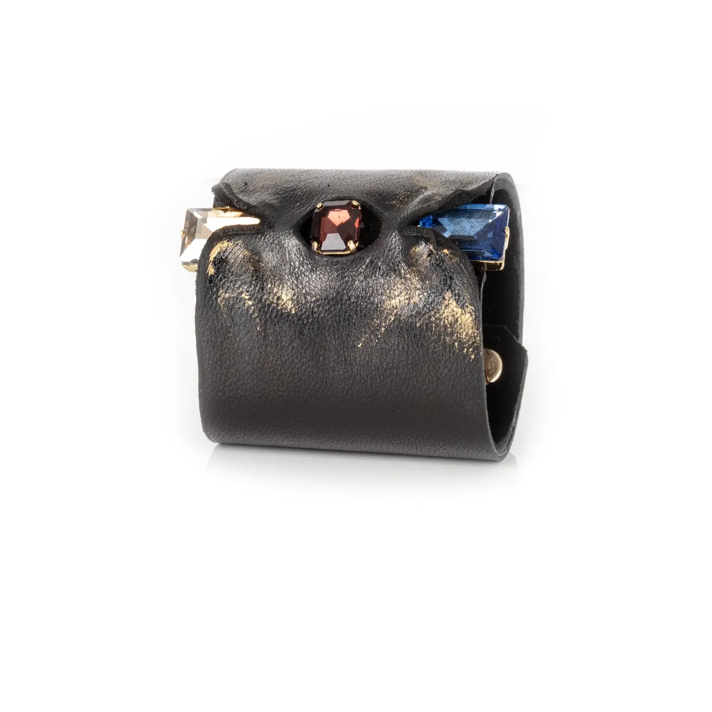 Triarchy Obsidian Crystal Leather Cuff