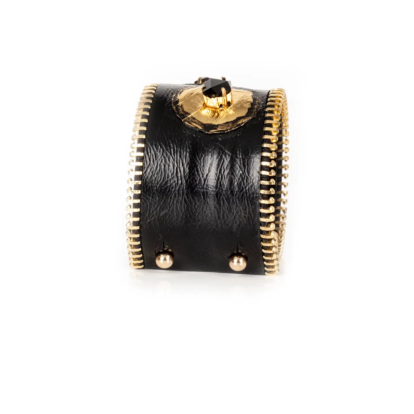 Obsidian Halo Zipper Leather Cuff