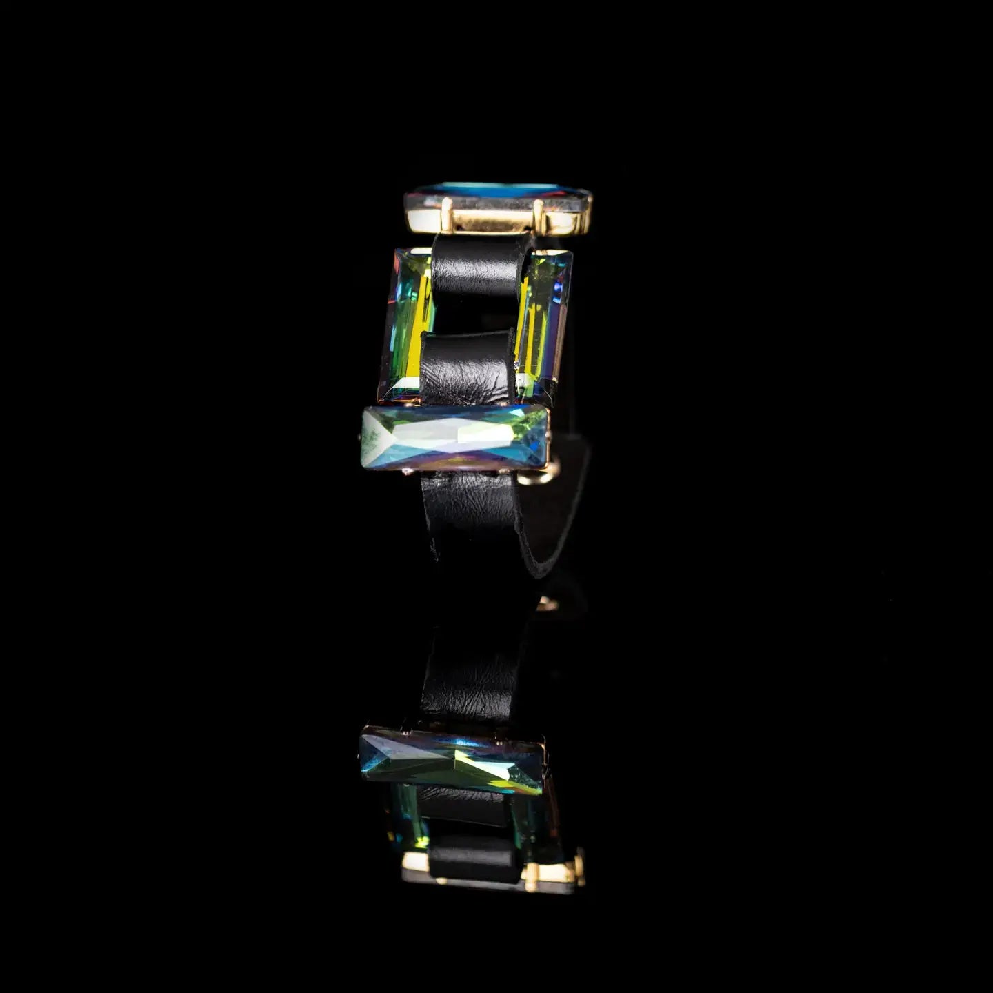 Prism Obsession Geometric Crystal Leather Cuff