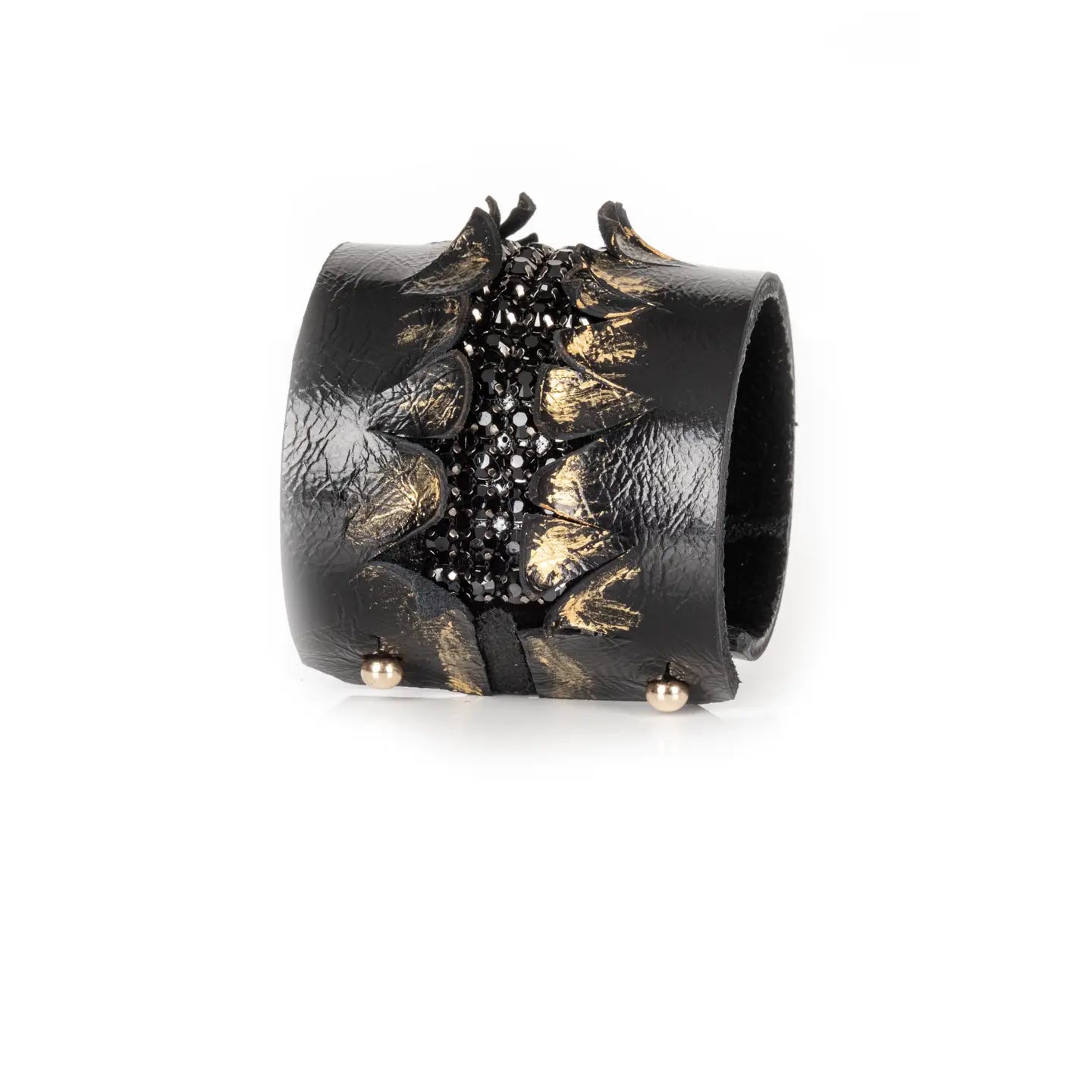 Noir Dominion Sculpted Crystal Leather Cuff