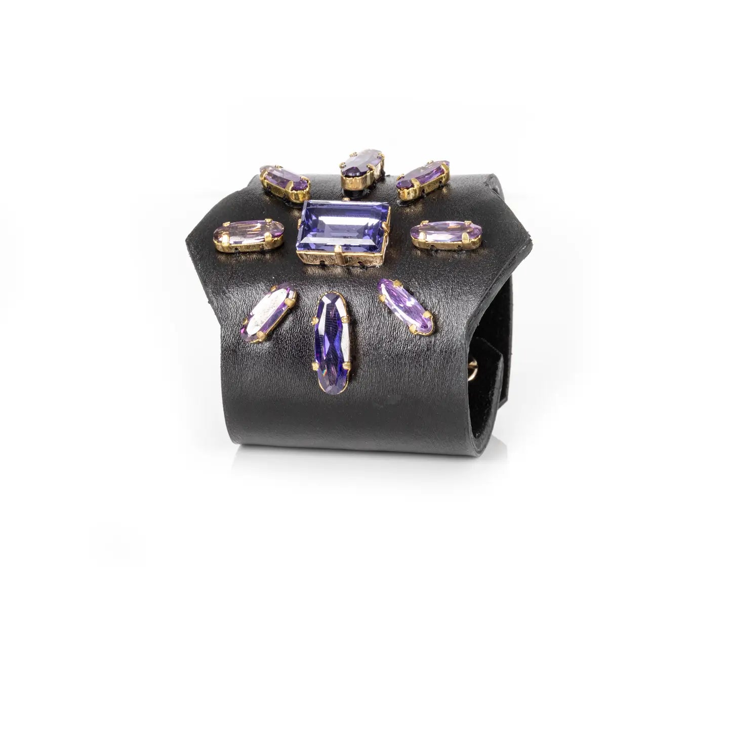 Violet Crown Crystal Leather Cuff Bracelet
