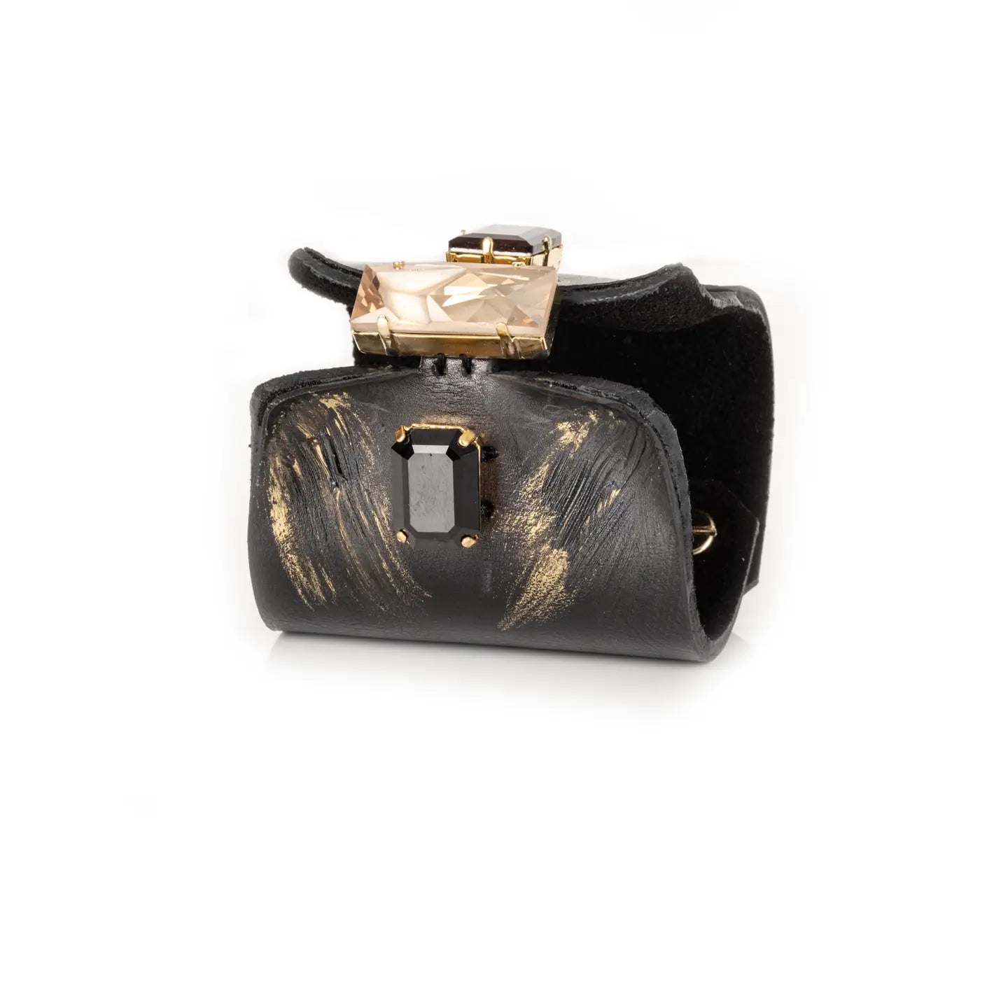 Monarch Edge Crystal Leather Cuff