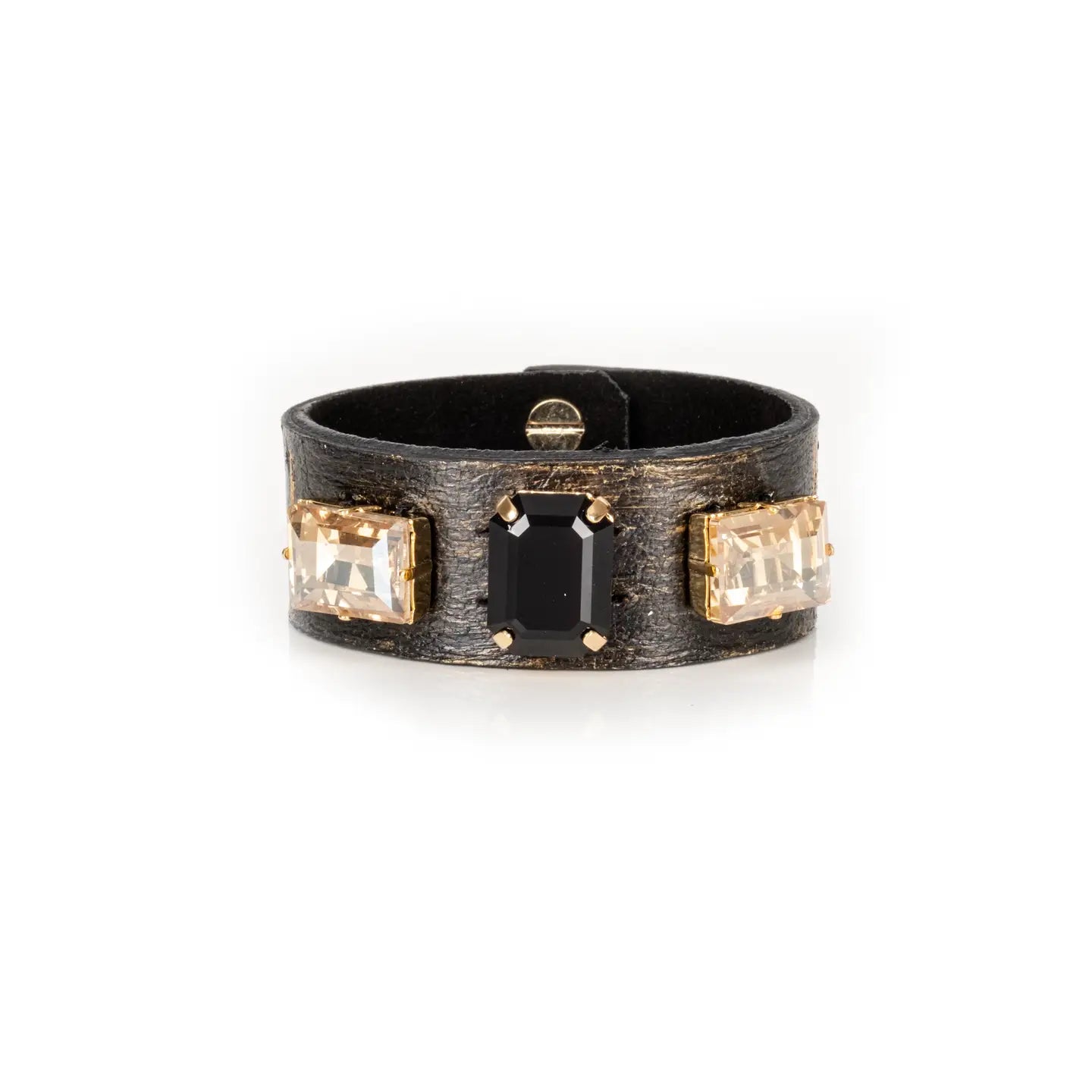 Noir Ascendant Crystal Leather Cuff