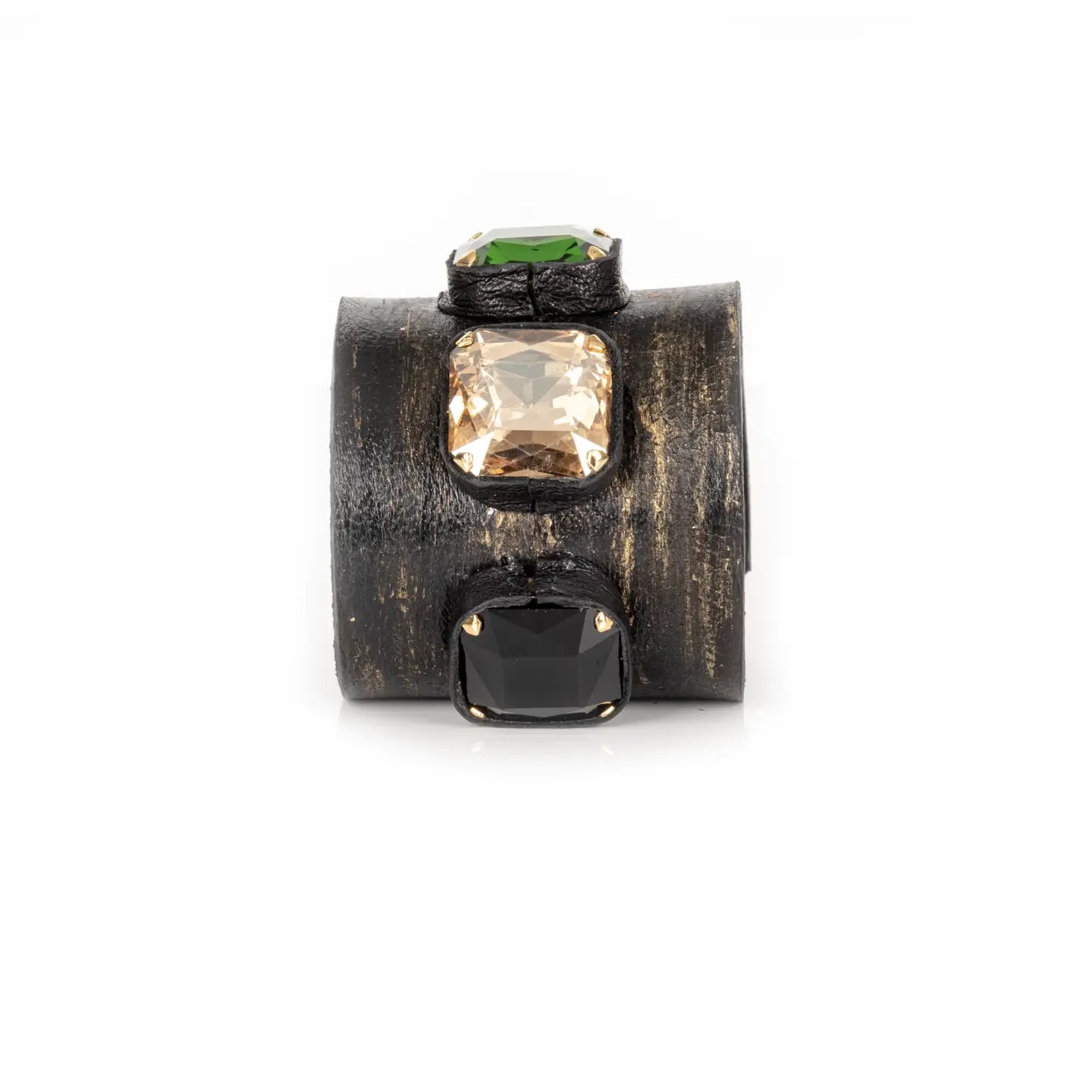 Imperial Ascension Triple Stone Leather Cuff