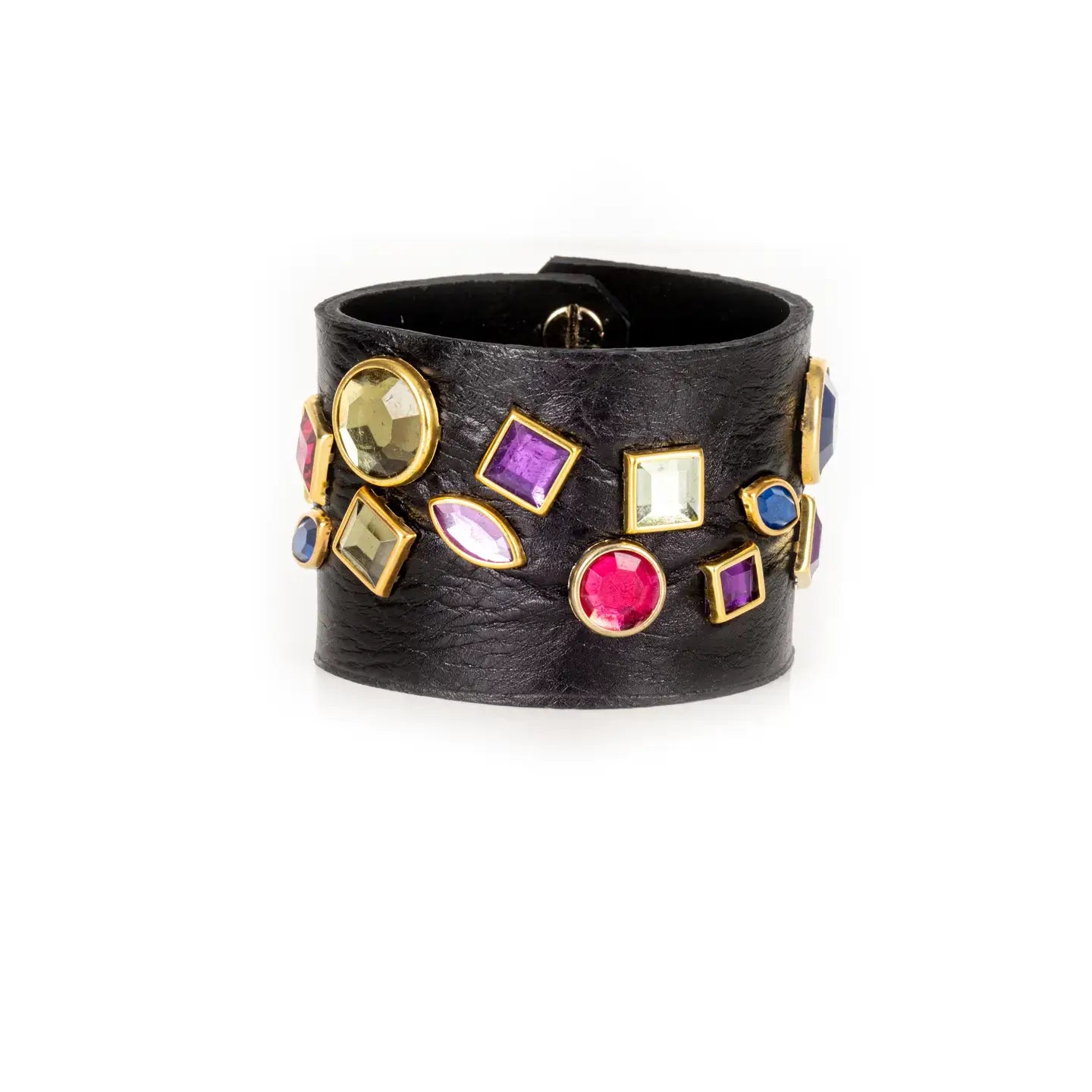 Midnight Mosaic Crystal Leather Cuff