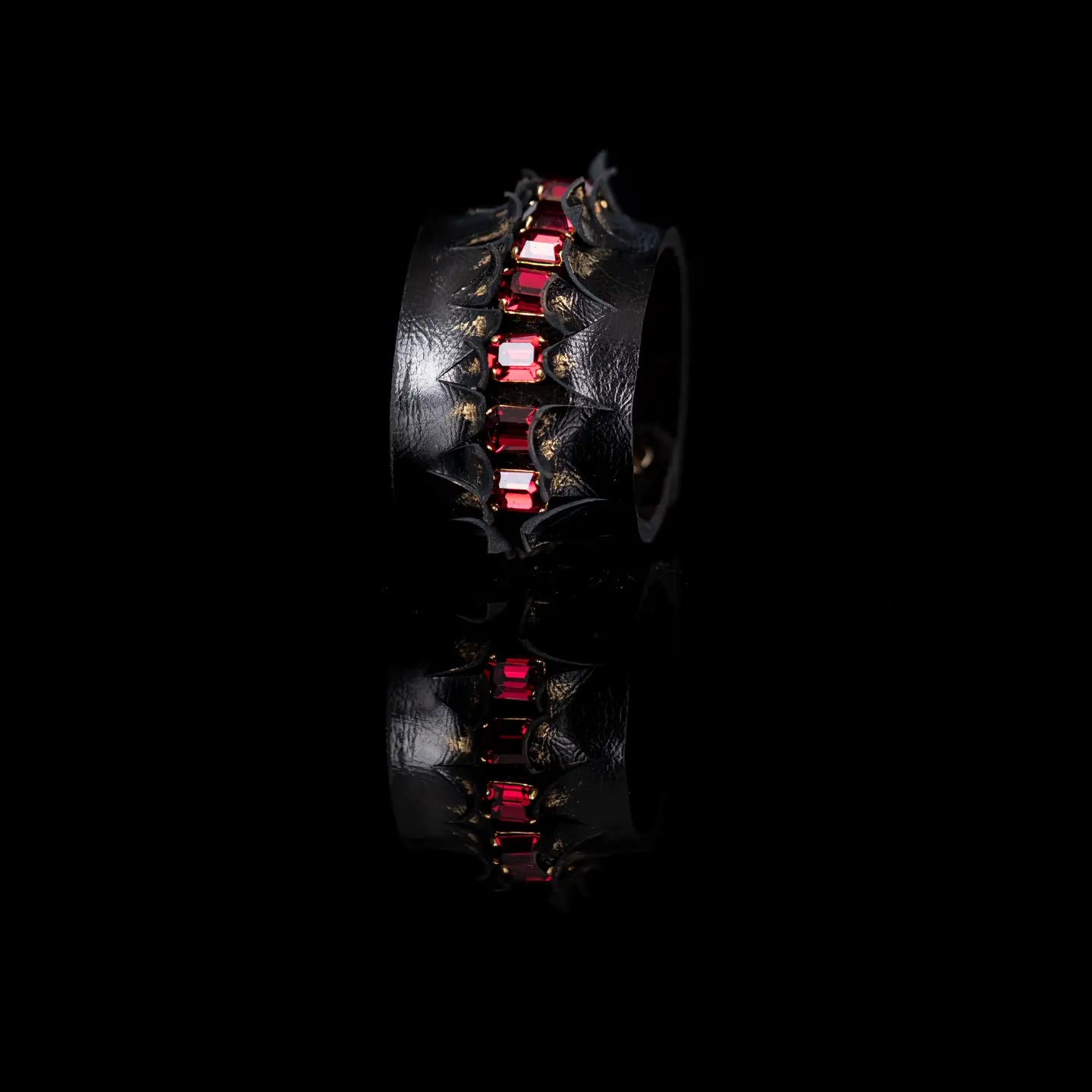 Crimson Dominion Sculpted Leather Cuff
