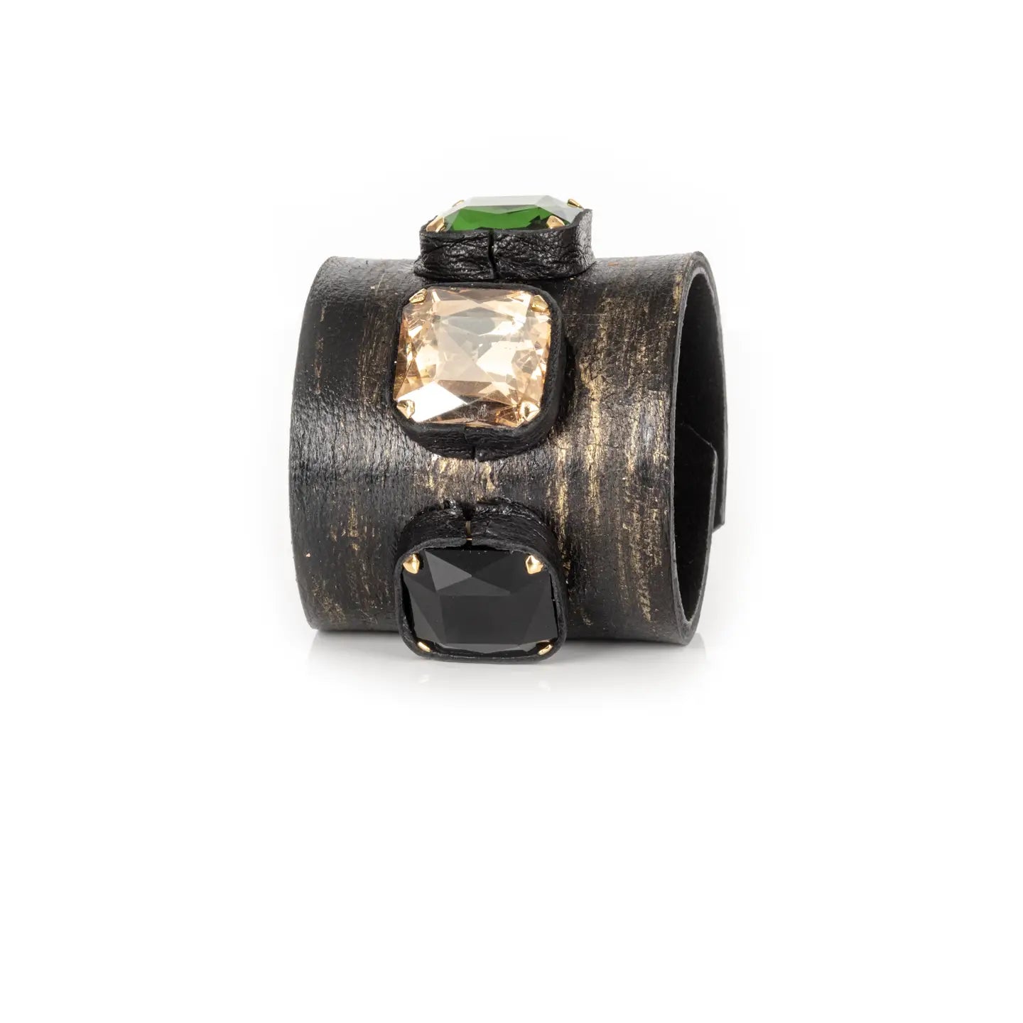 Imperial Ascension Triple Stone Leather Cuff