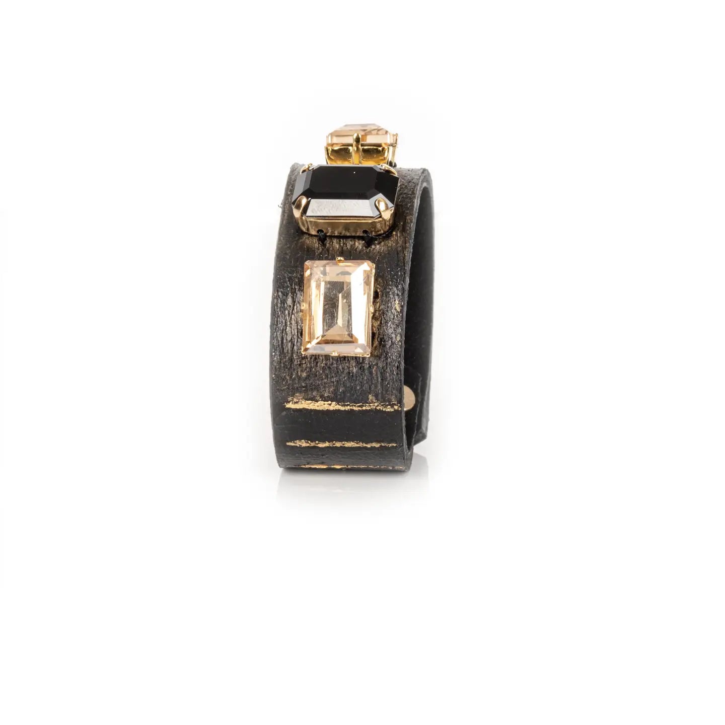 Noir Ascendant Crystal Leather Cuff