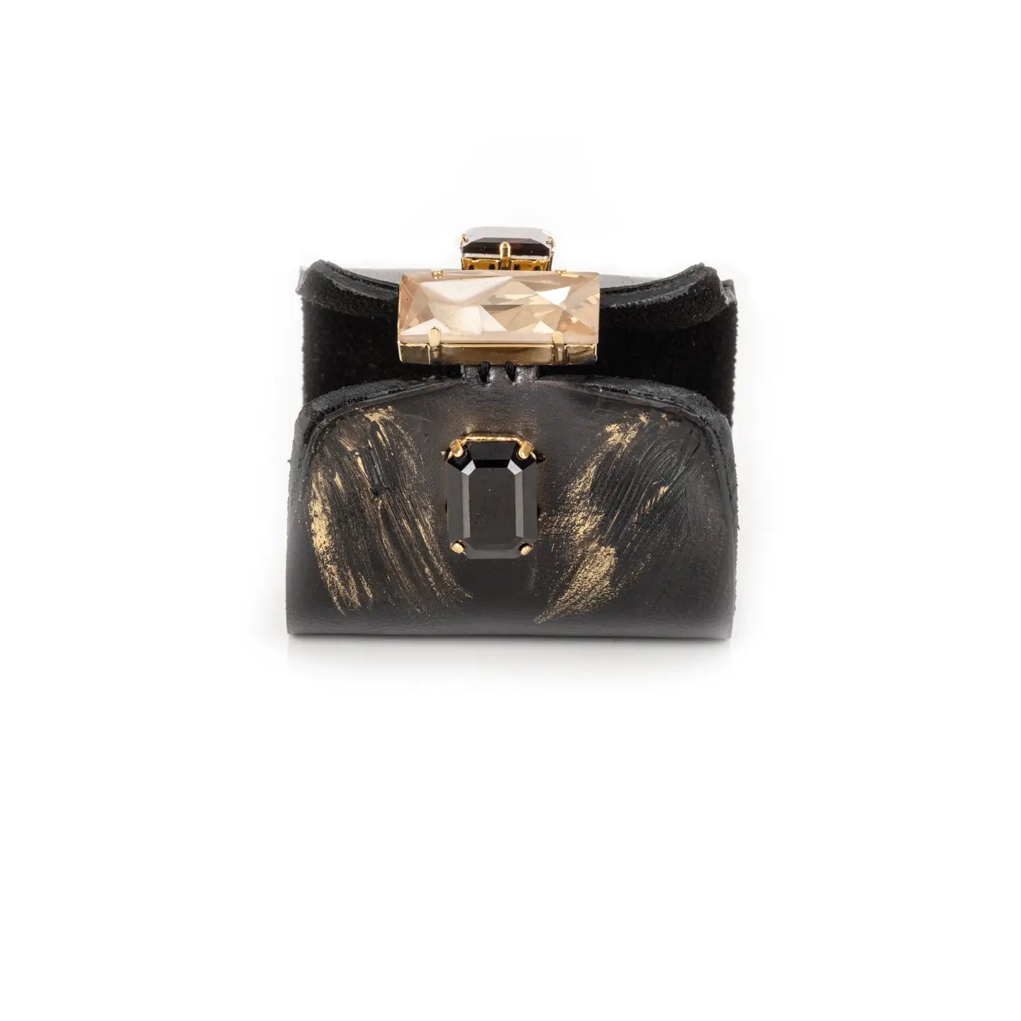 Monarch Edge Crystal Leather Cuff
