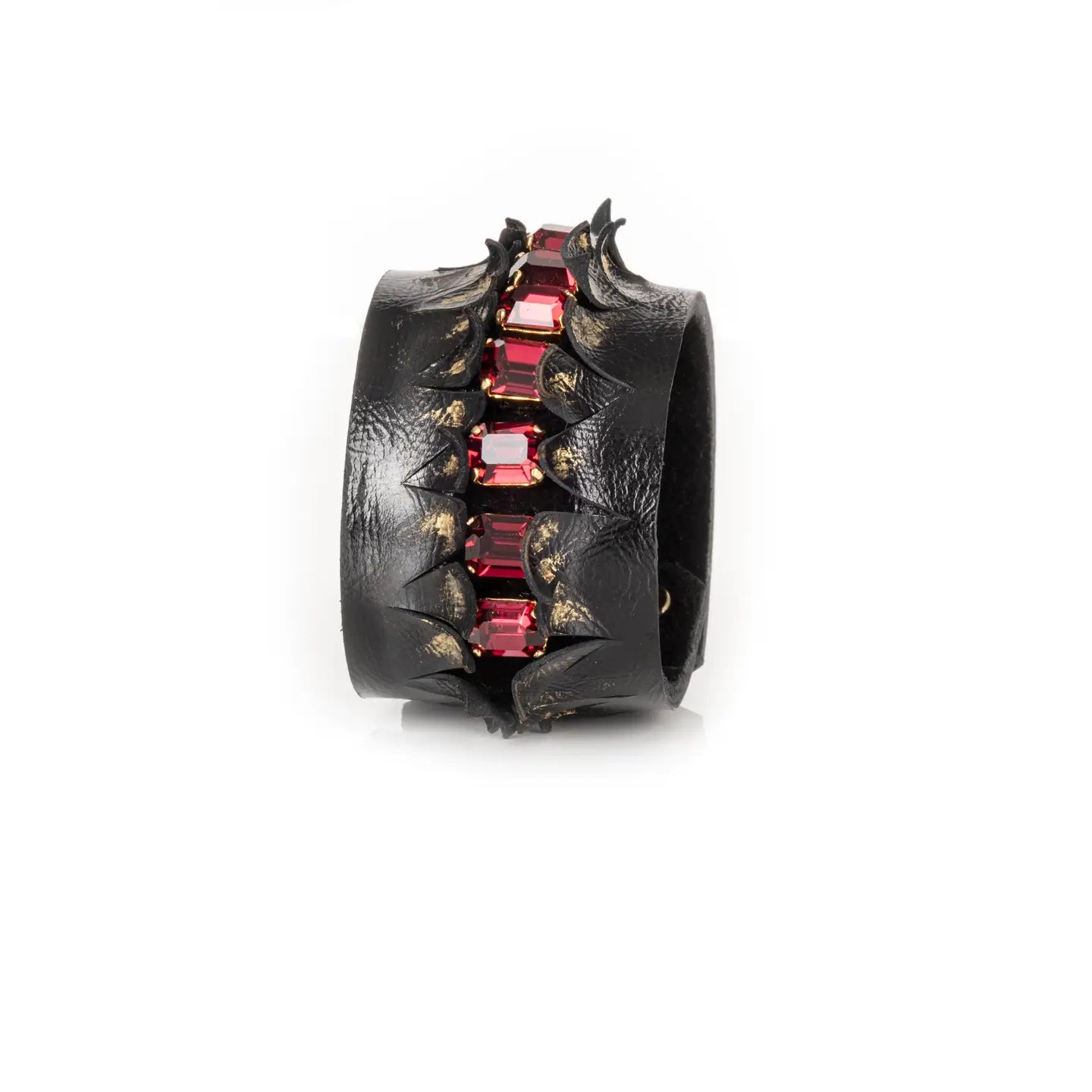 Crimson Dominion Sculpted Leather Cuff