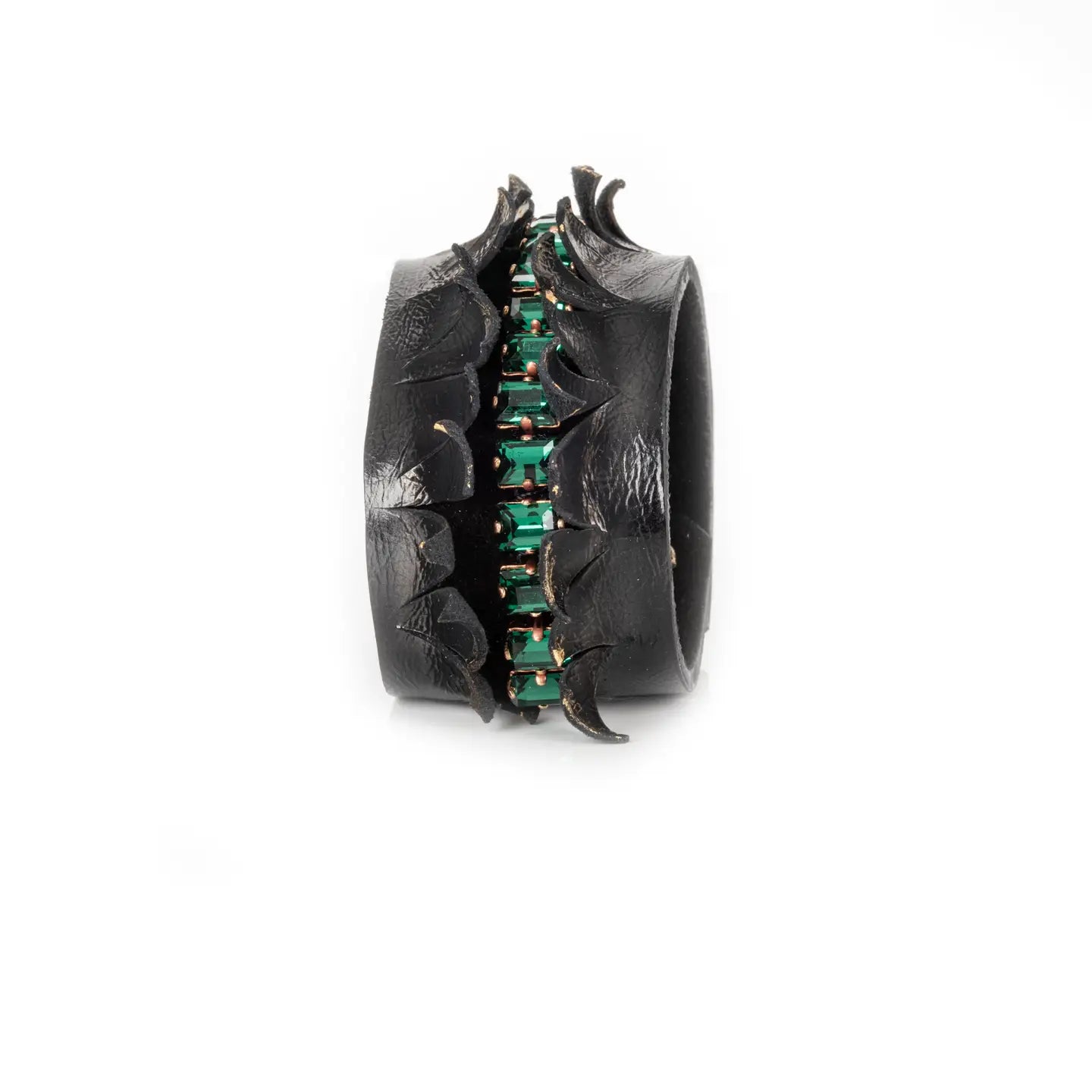 Emerald Dominion Sculpted Leather Cuff