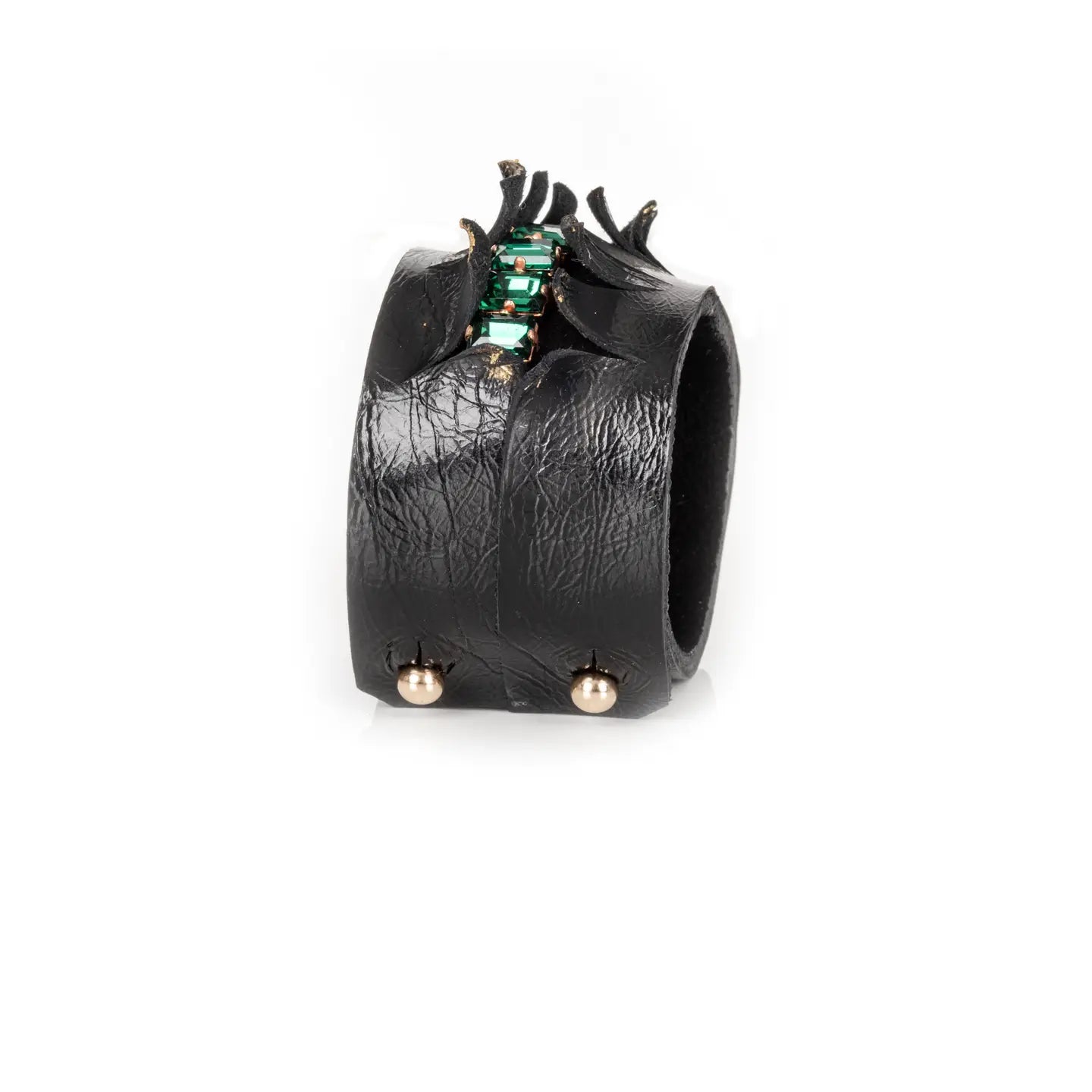 Emerald Dominion Sculpted Leather Cuff