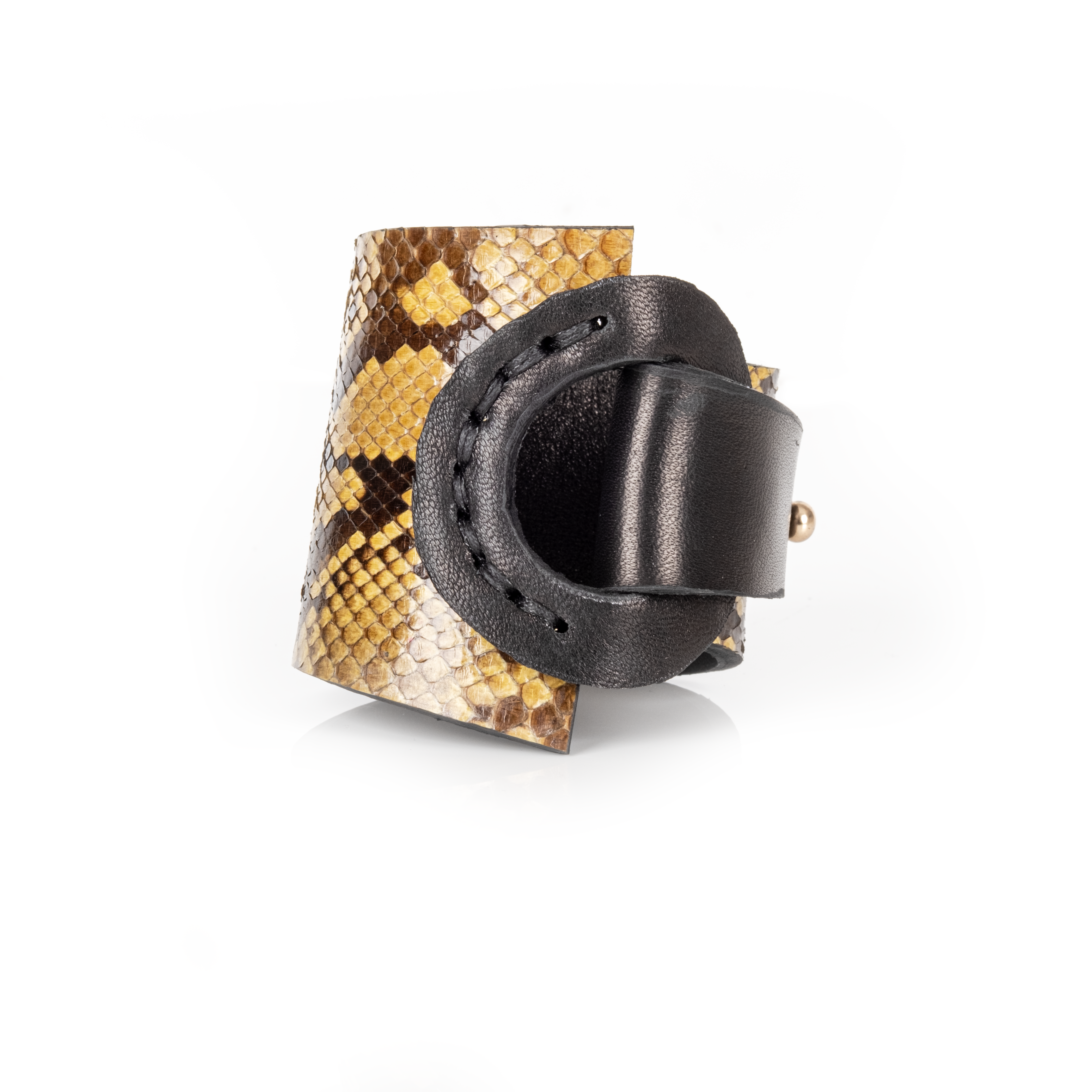 Python Leather Wrap Bracelet Gold Scale & Black