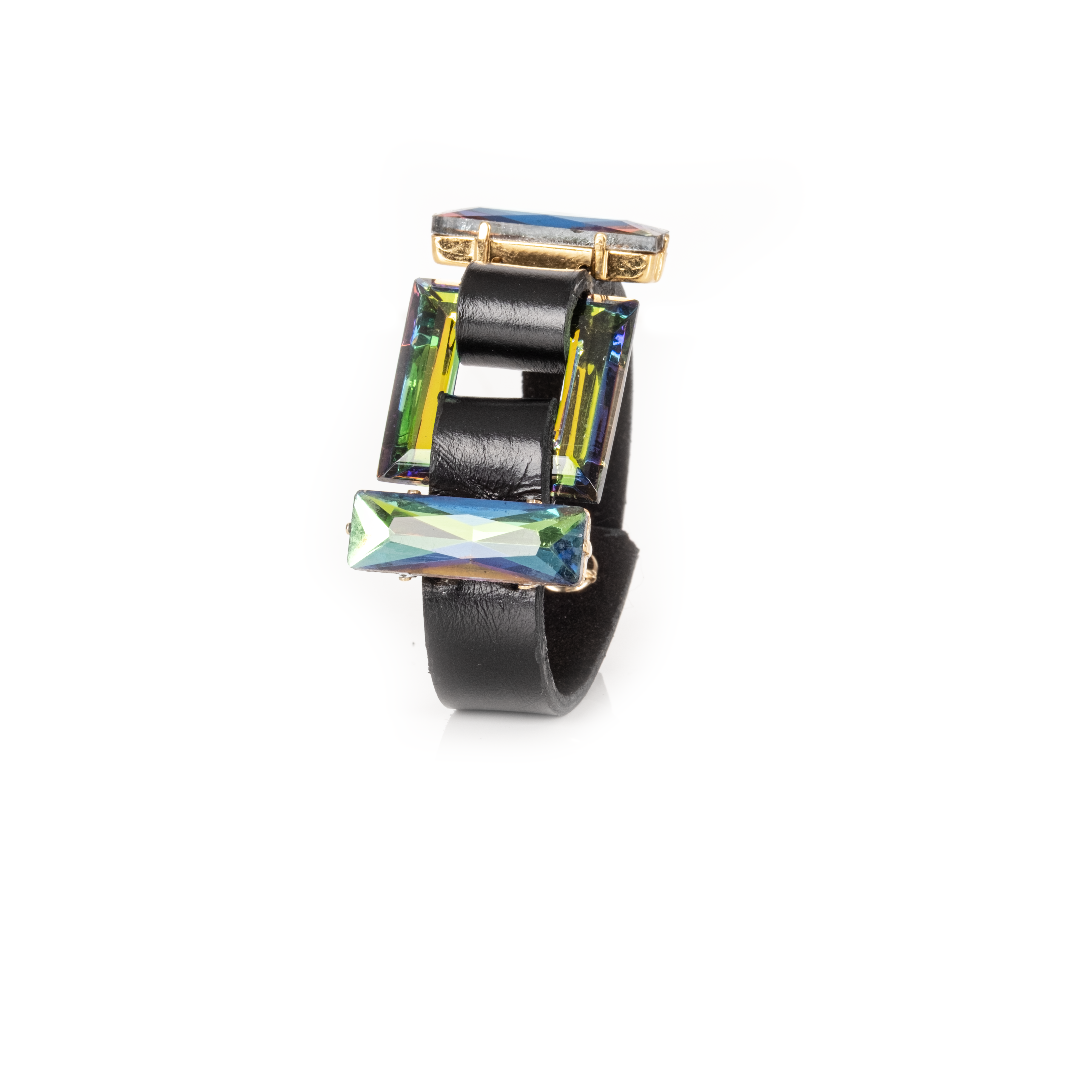 Prism Obsession Geometric Crystal Leather Cuff