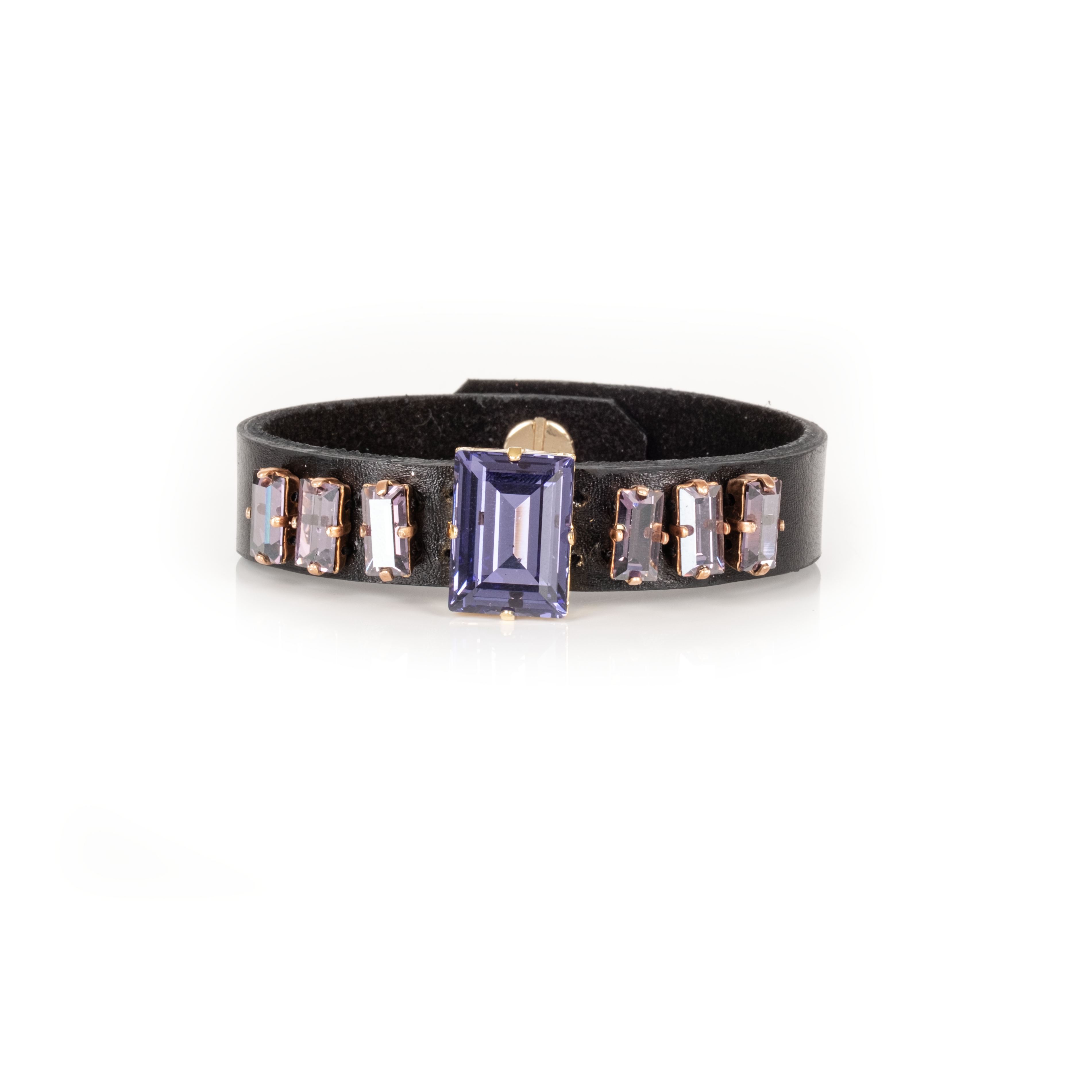 Midnight Amethyst Royale Leather Cuff