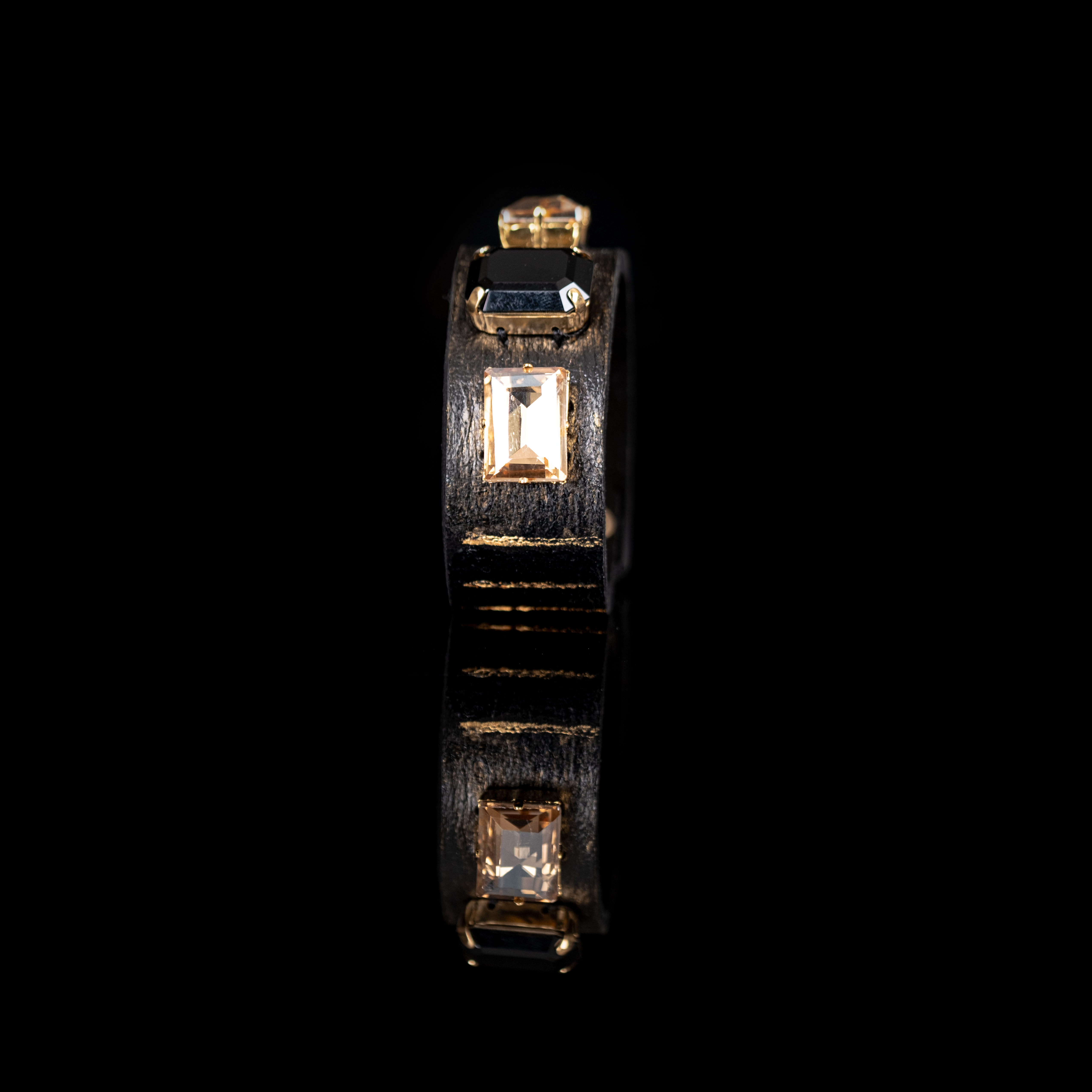 Noir Ascendant Crystal Leather Cuff