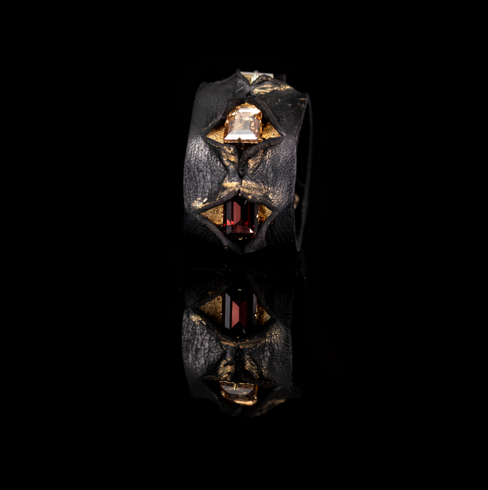Solar Relic Sculpted Leather Cuff