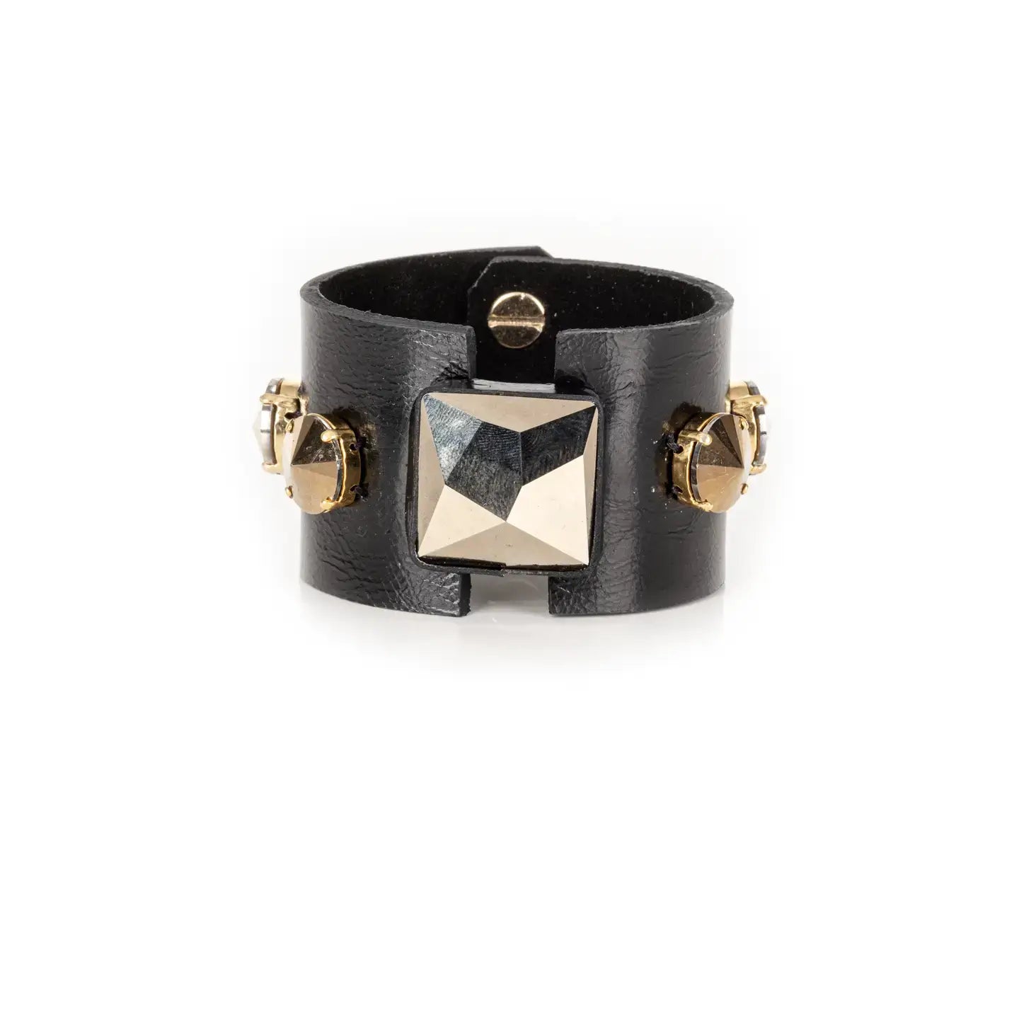 Obsidian Empire Gold Faceted Leather Cuff