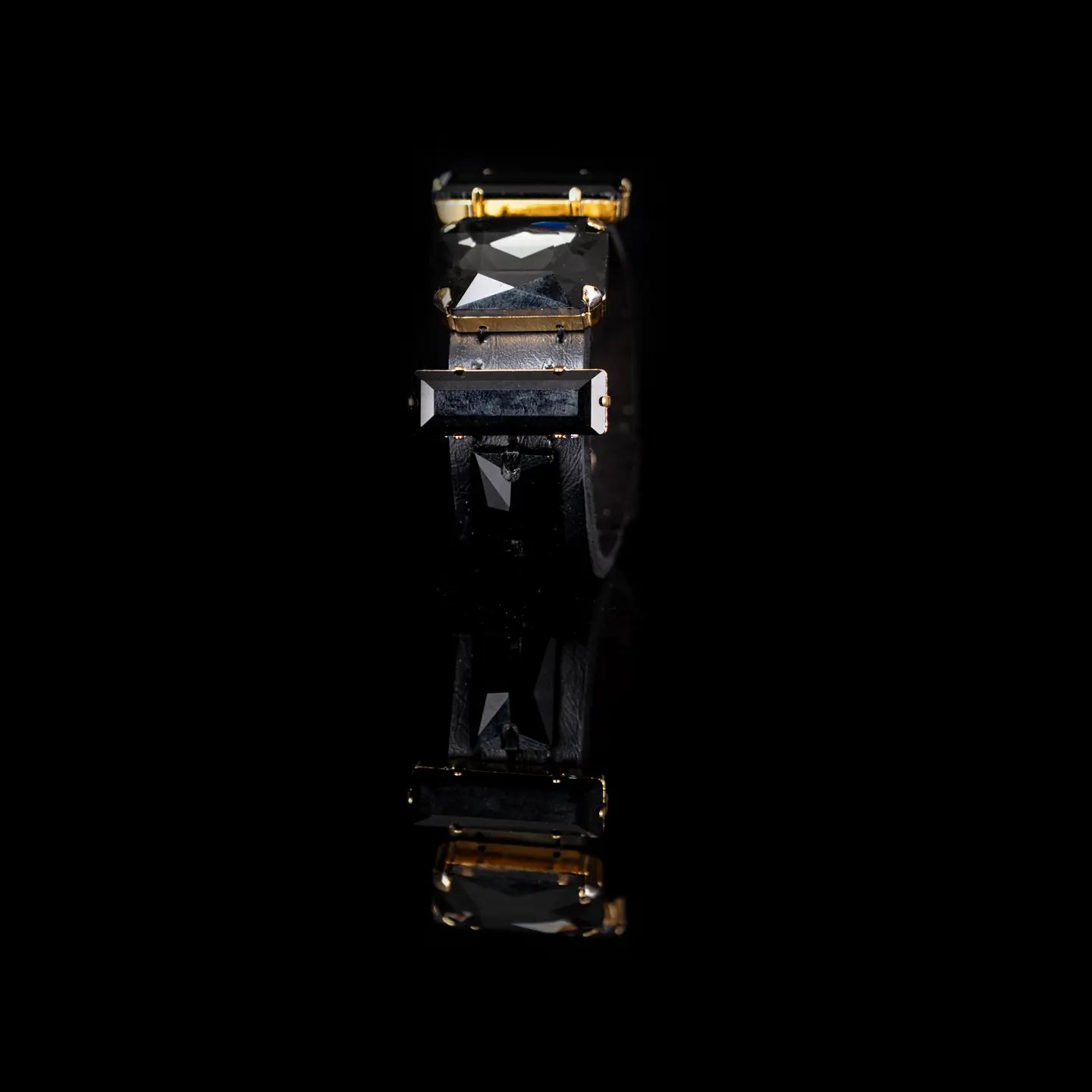 Black Obsidian Crystal Leather Cuff Bracelet