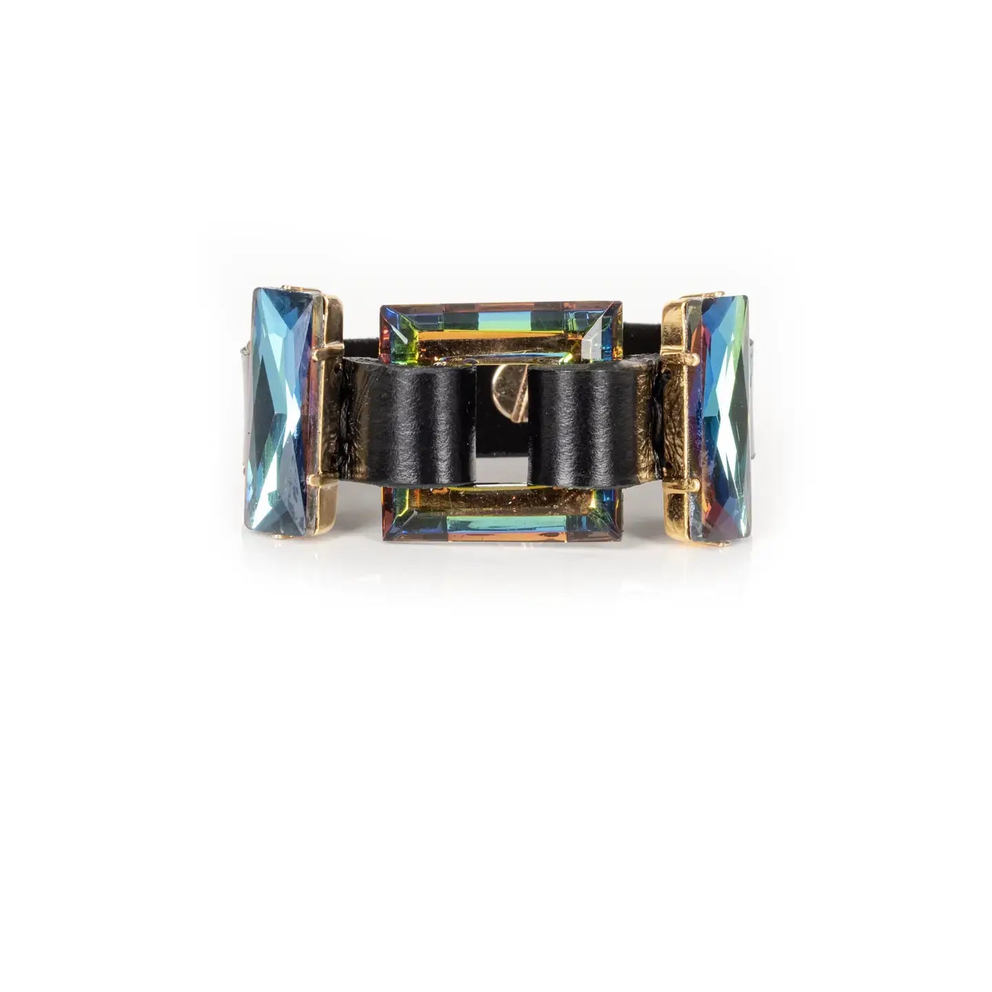 Prism Obsession Geometric Crystal Leather Cuff