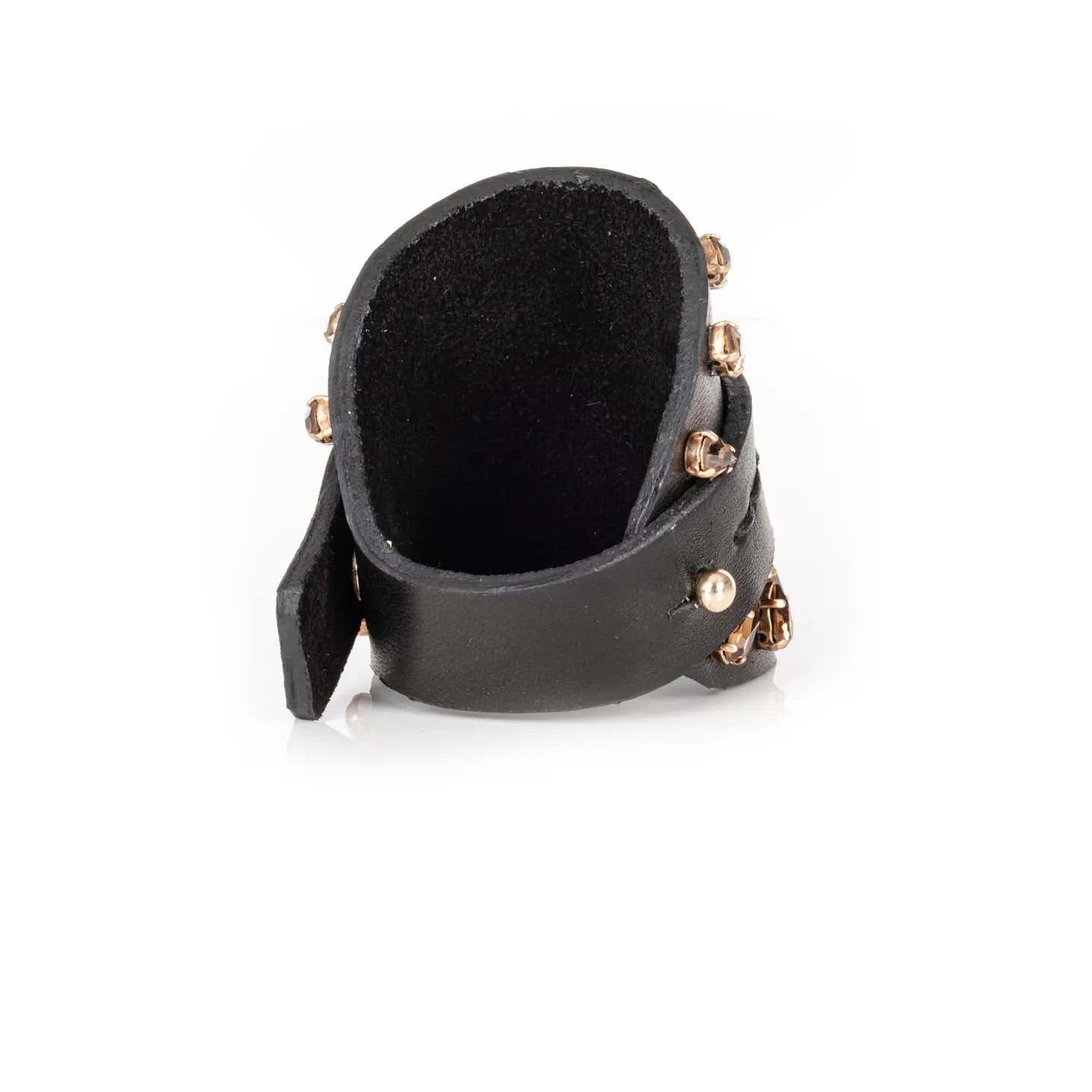 Amber Spike Crystal Leather Cuff Bracelet