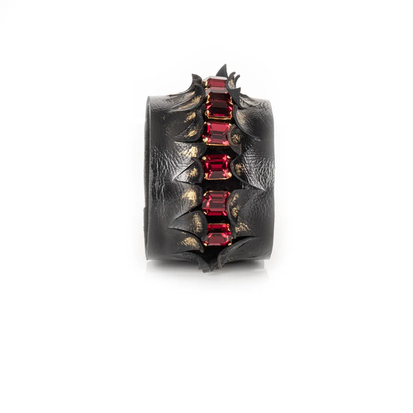 Crimson Dominion Sculpted Leather Cuff
