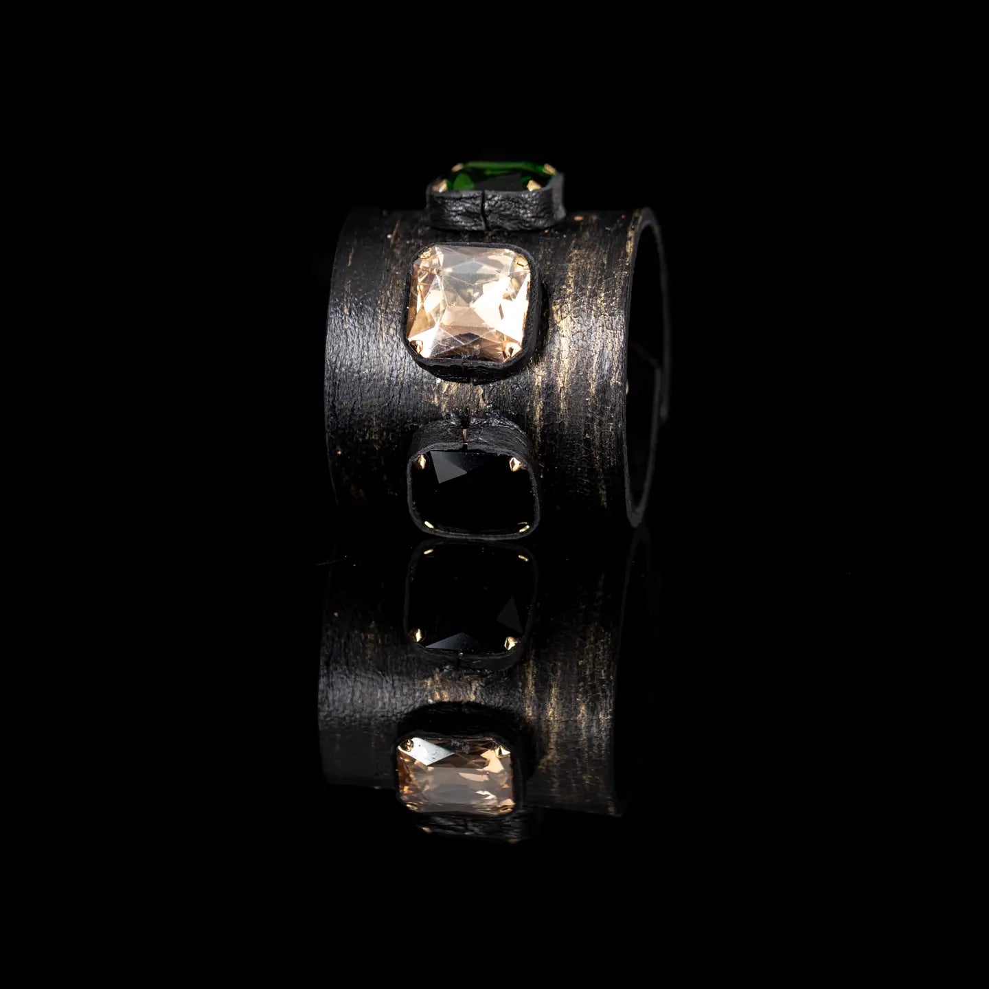 Imperial Ascension Triple Stone Leather Cuff