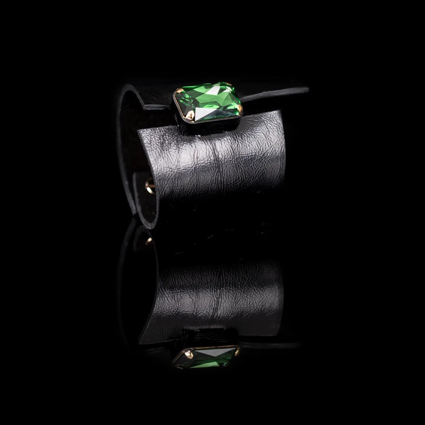 Emerald Dominion Leather Statement Cuff