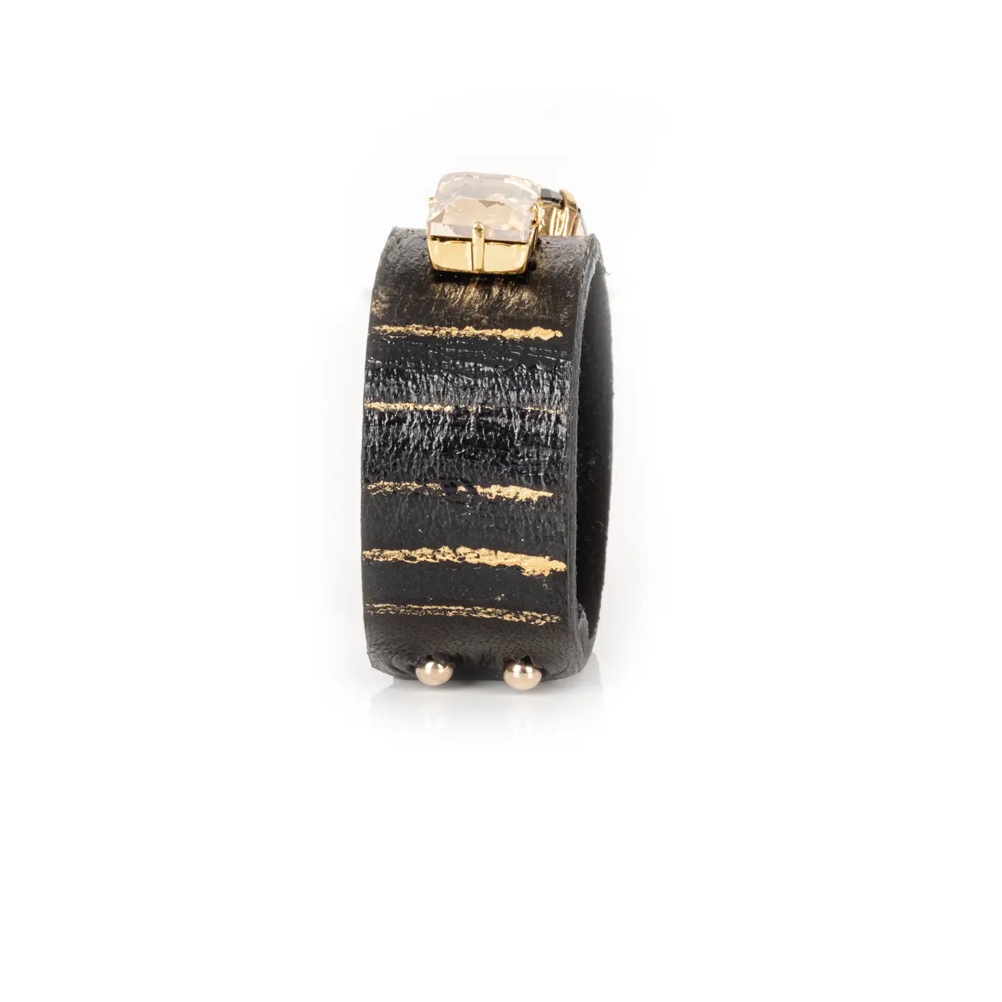 Noir Ascendant Crystal Leather Cuff