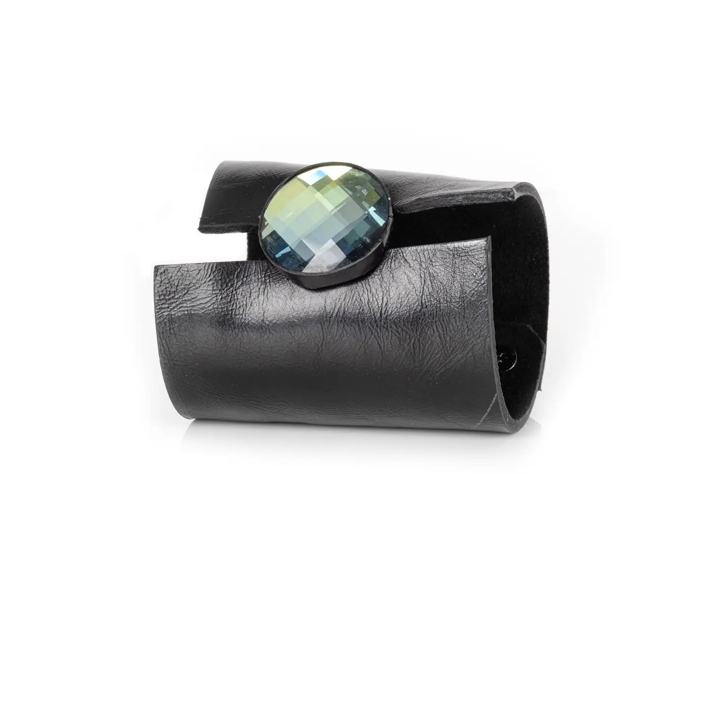 Aurora Faceted Crystal Leather Cuff Bracelet