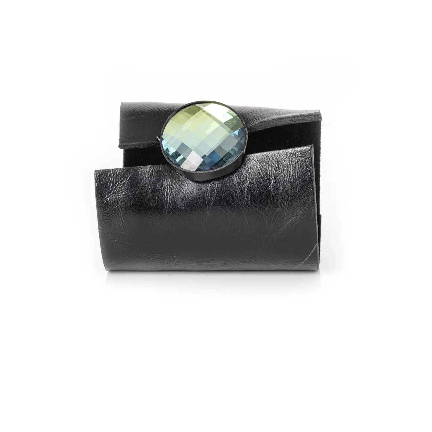 Aurora Faceted Crystal Leather Cuff Bracelet