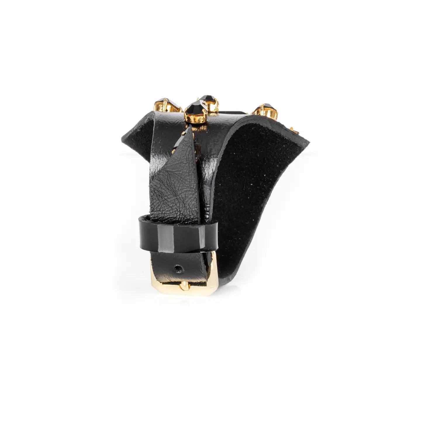 Black Obsidian Leather Cuff Bracelet