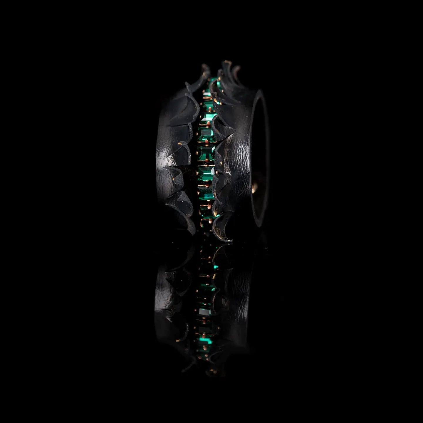 Emerald Dominion Sculpted Leather Cuff