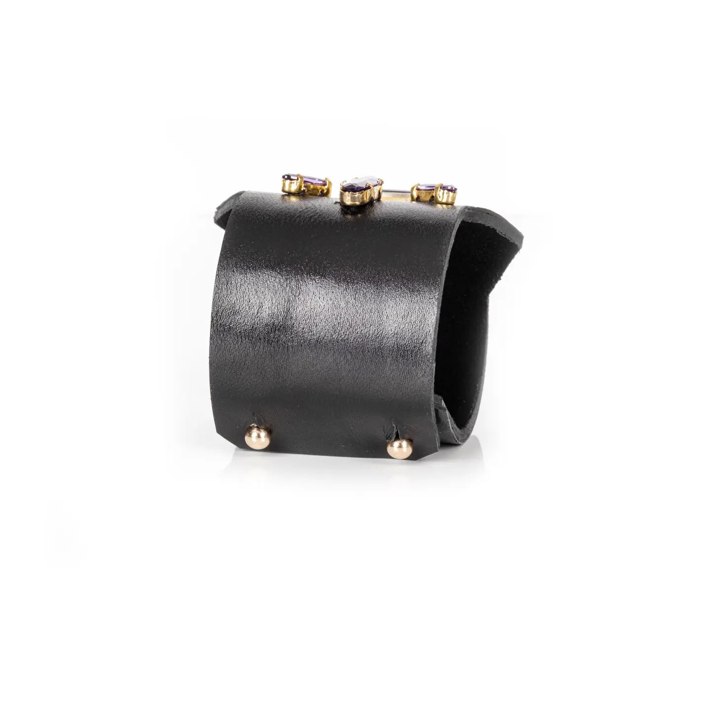 Violet Crown Crystal Leather Cuff Bracelet
