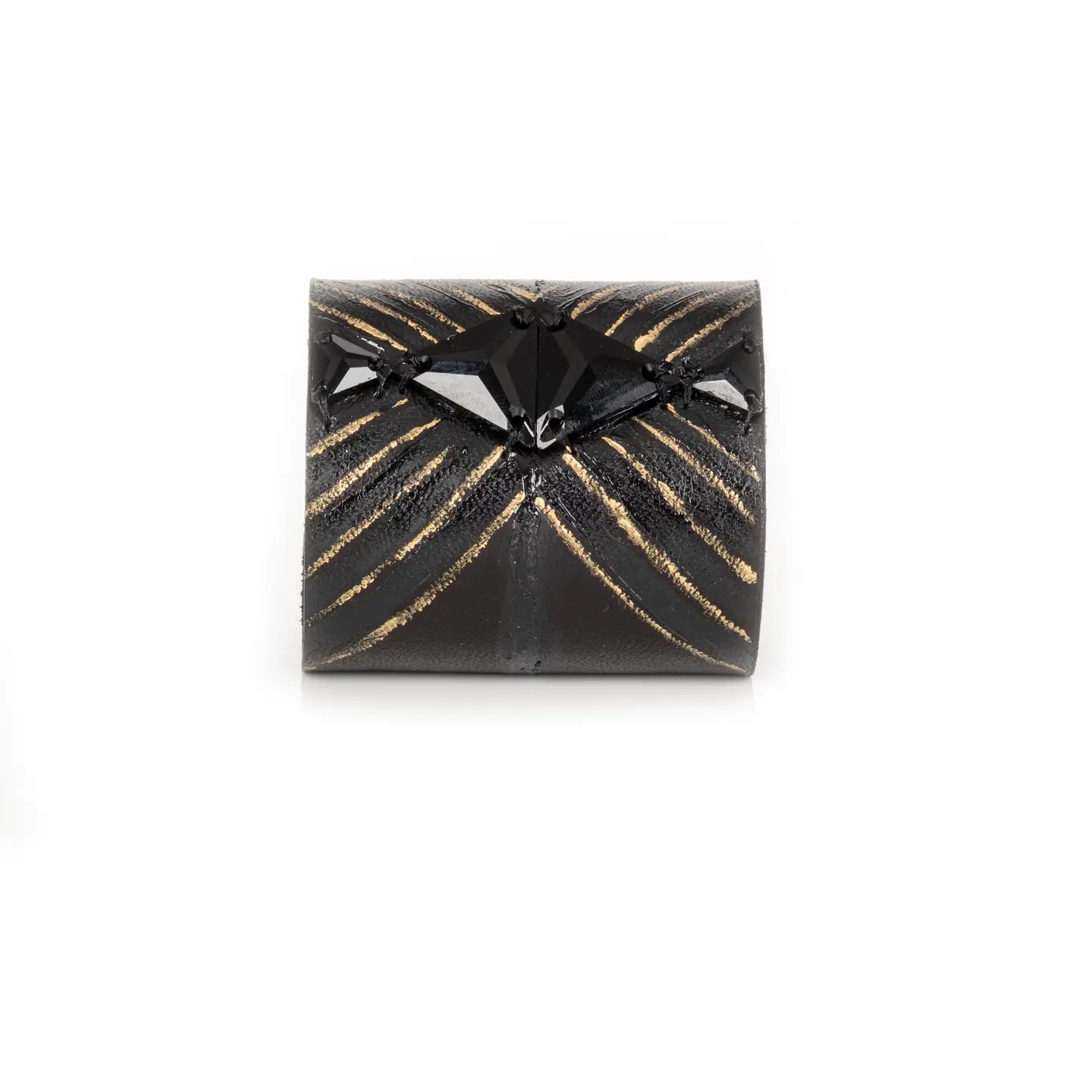 Noir Dominion Sculpted Crystal Leather Cuff