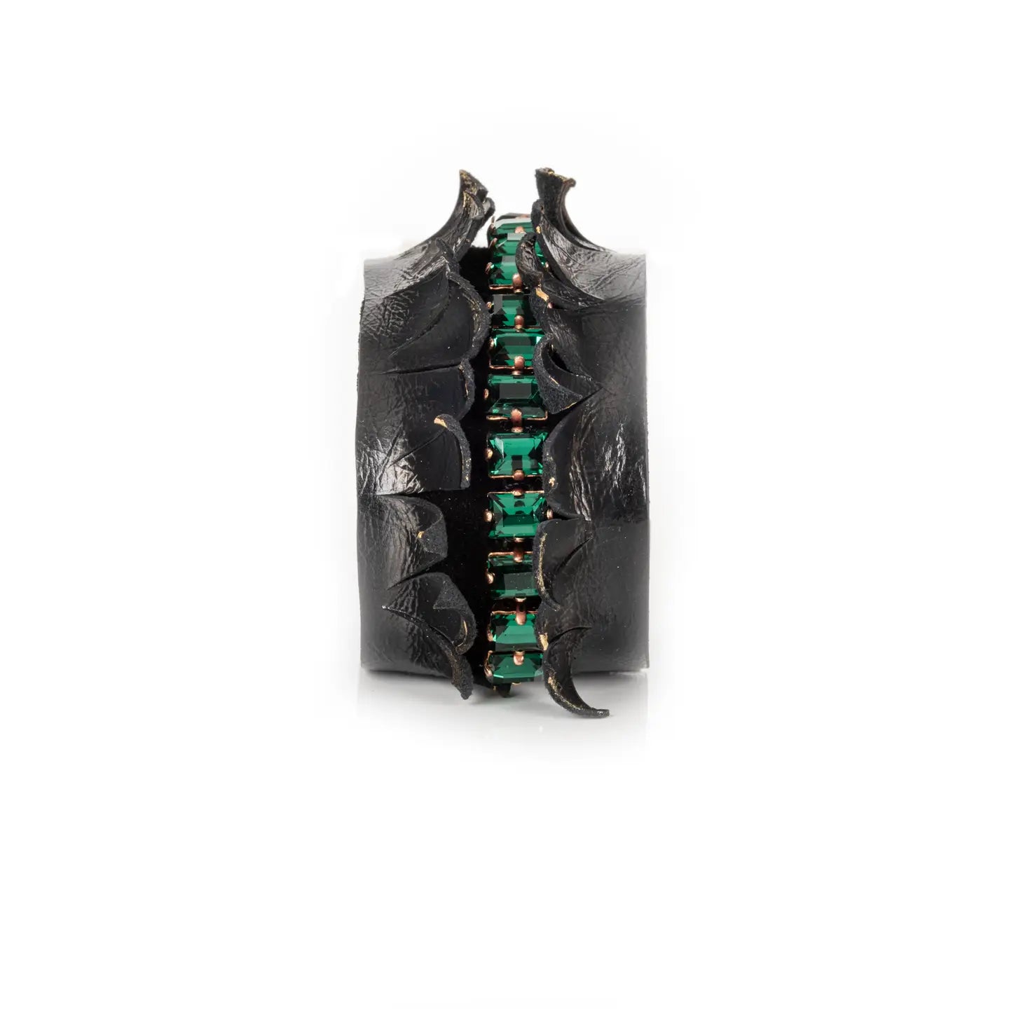 Emerald Dominion Sculpted Leather Cuff