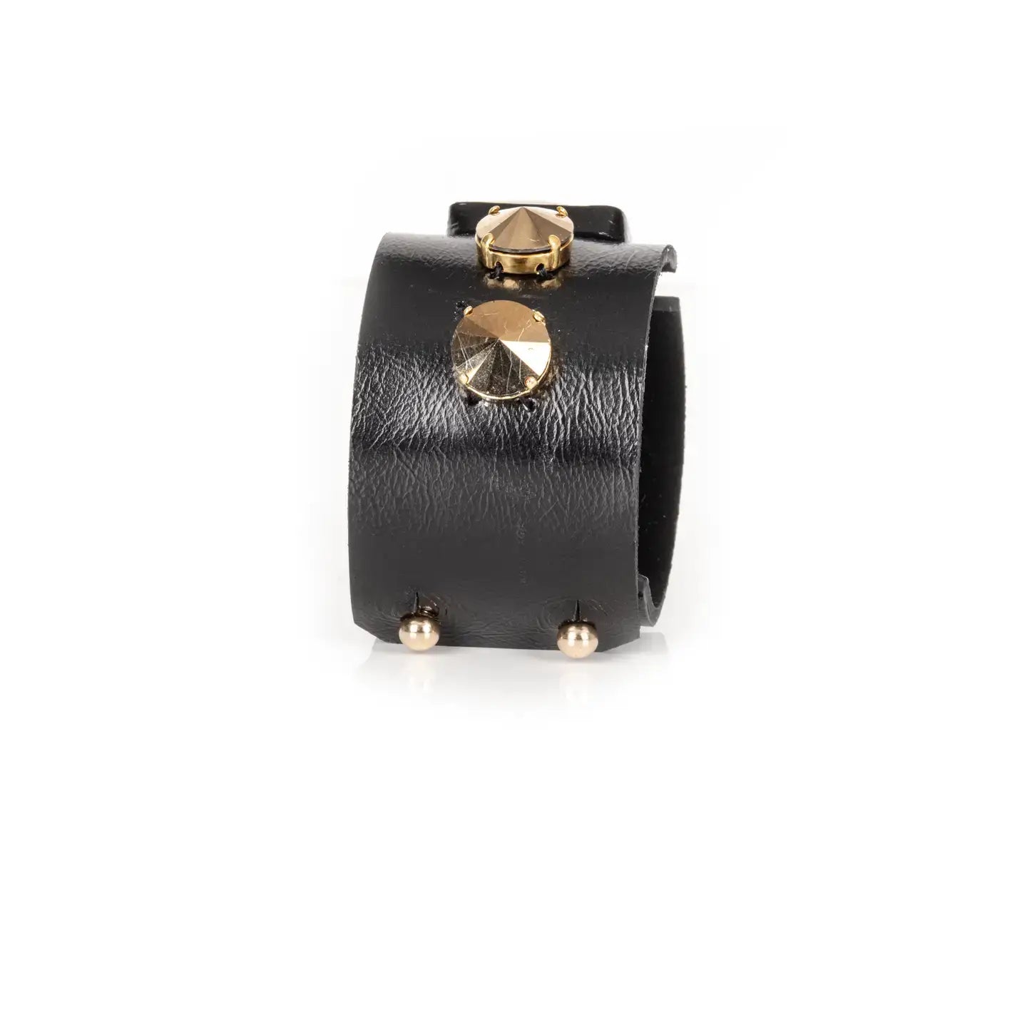 Obsidian Empire Gold Faceted Leather Cuff