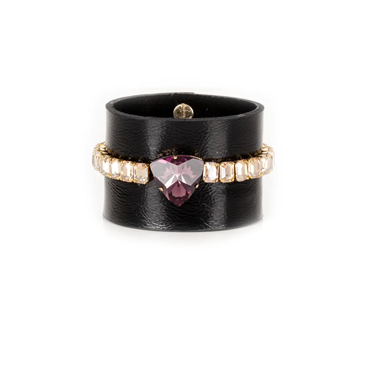Midnight Empress Crystal Leather Cuff