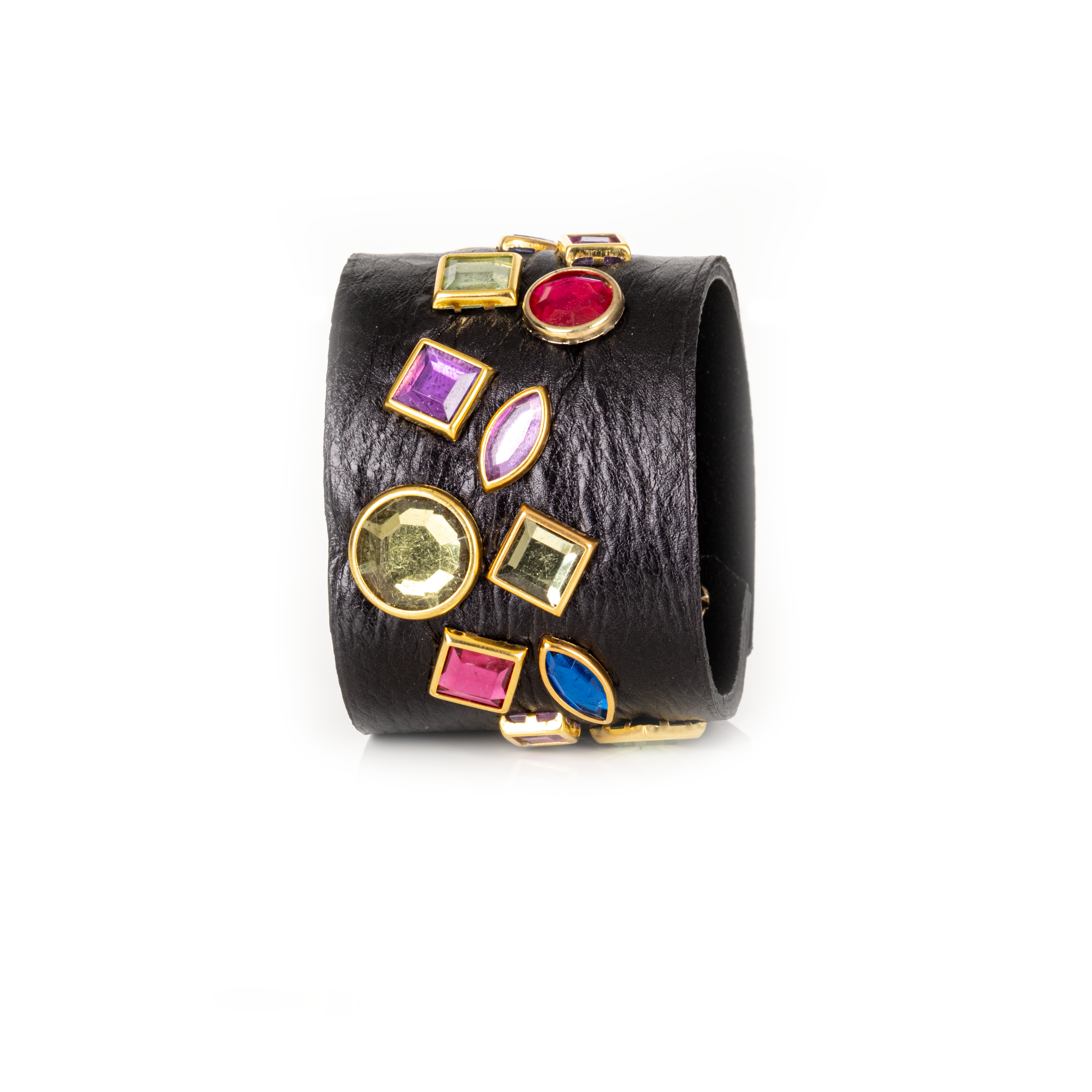 Midnight Mosaic Crystal Leather Cuff