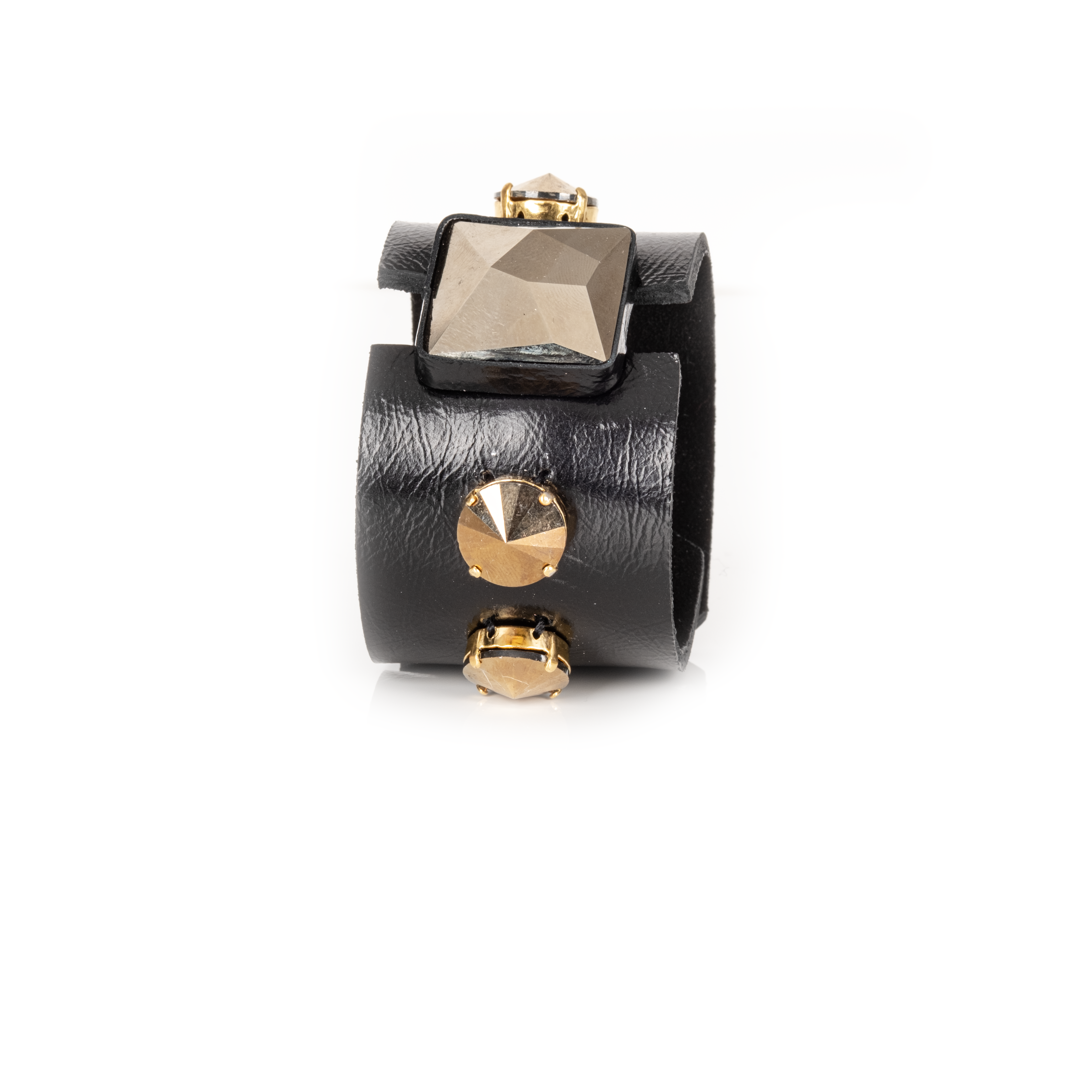 Obsidian Empire Gold Faceted Leather Cuff