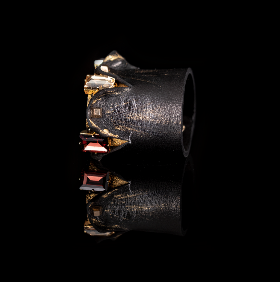 Gilded Ruin Sculpted Leather Cuff