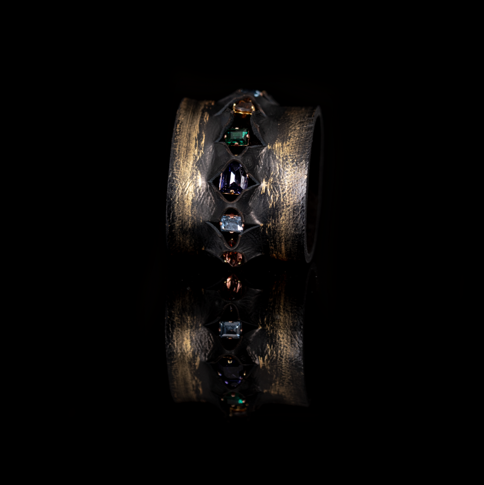 Oracle Relic Multi-Stone Leather Cuff