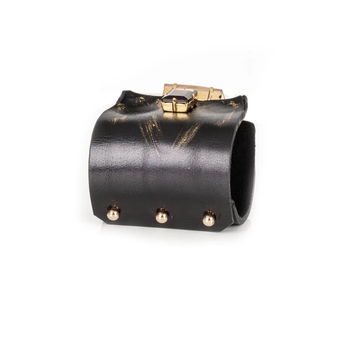 Monarch Edge Crystal Leather Cuff