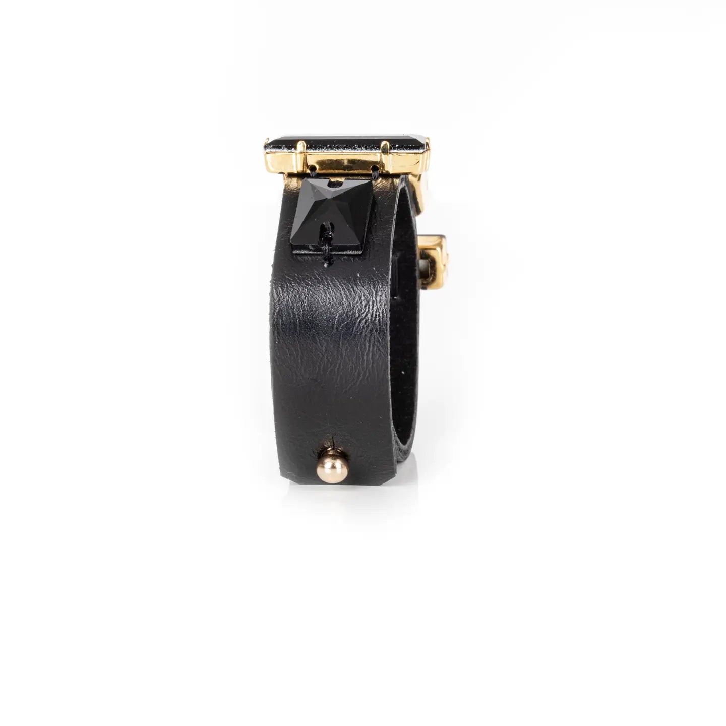 Black Obsidian Crystal Leather Cuff Bracelet