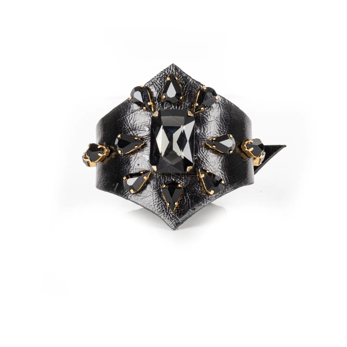 Black Obsidian Leather Cuff Bracelet