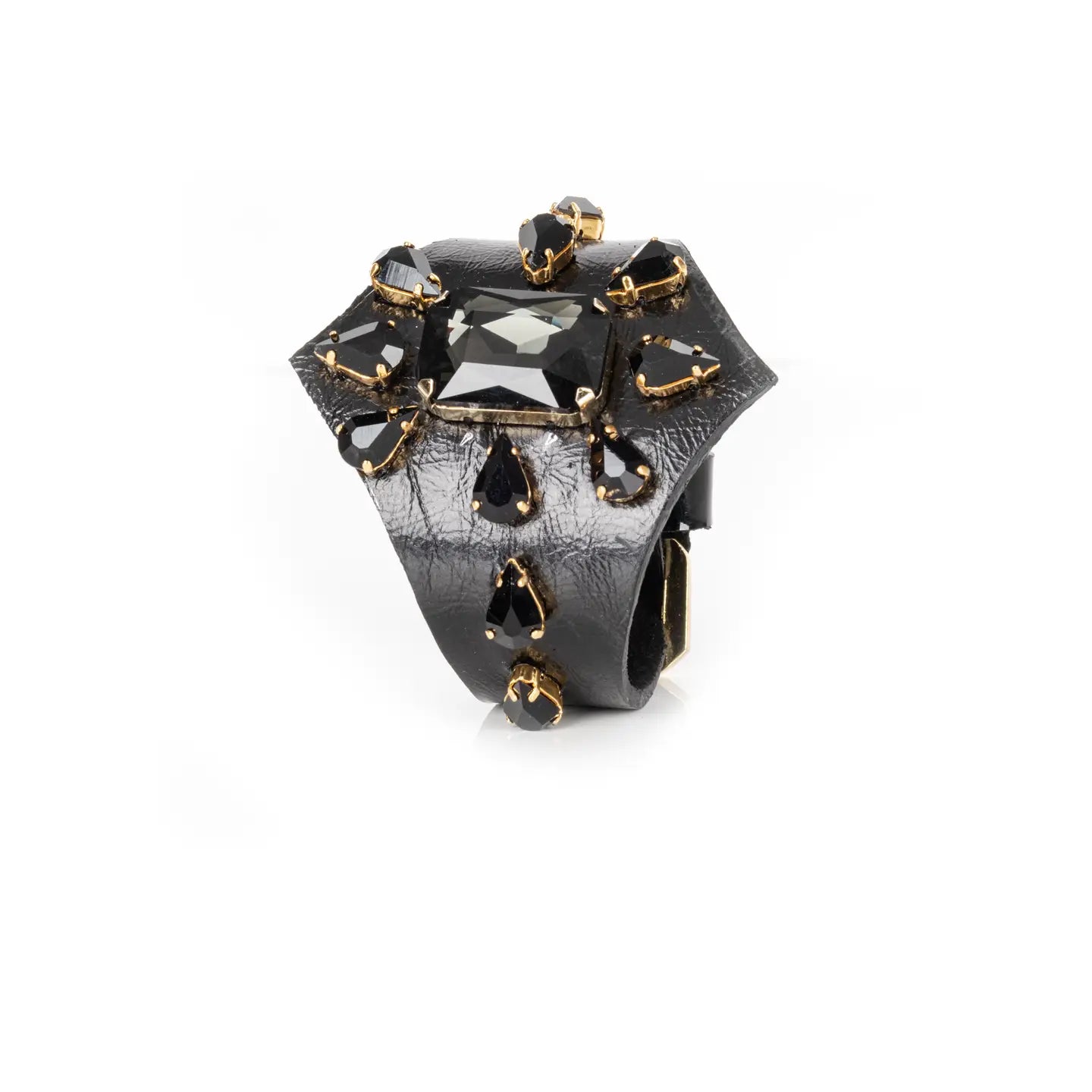Black Obsidian Leather Cuff Bracelet