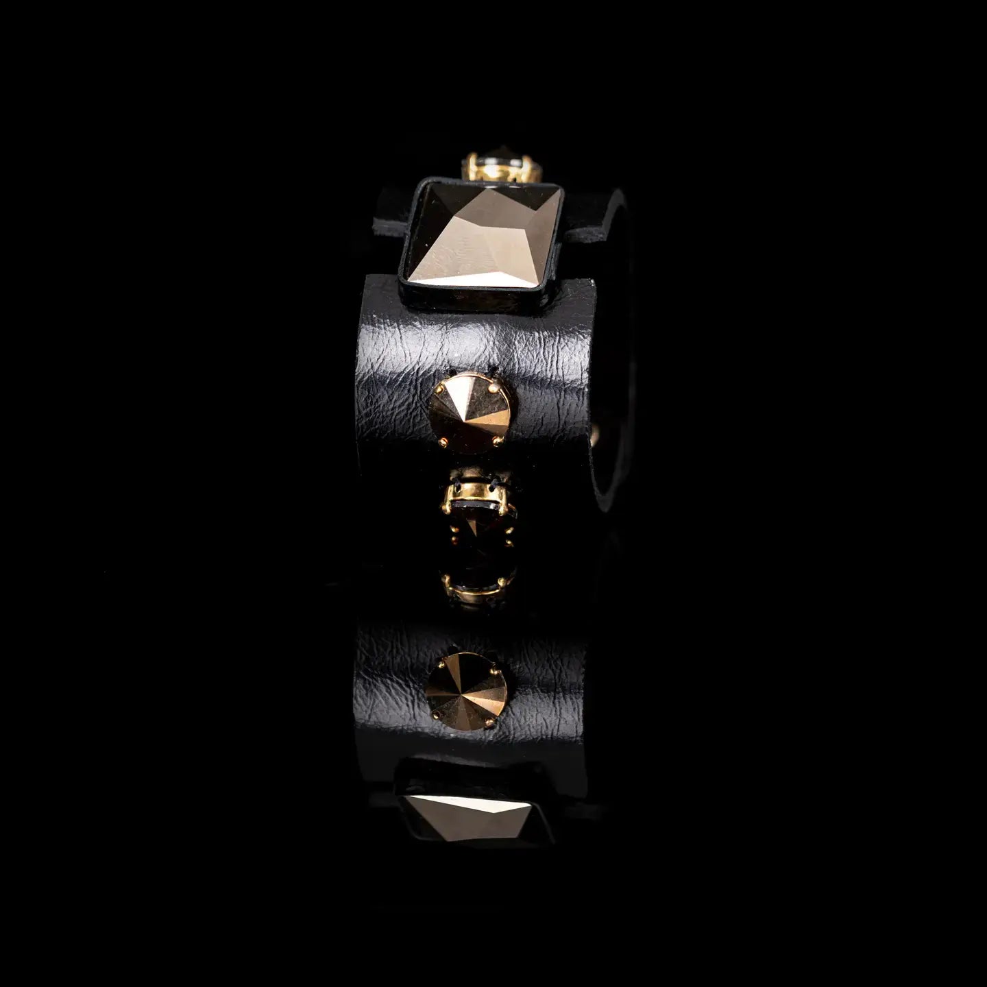 Obsidian Empire Gold Faceted Leather Cuff